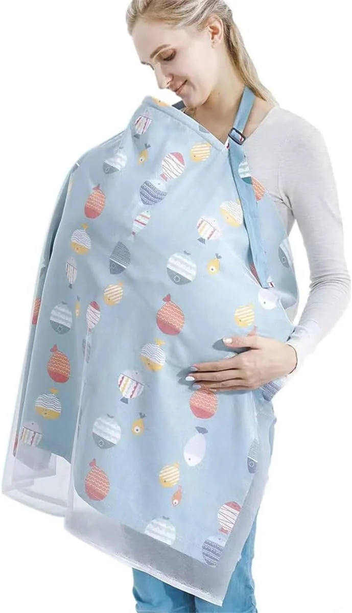 پیش بند شیردهی TERRIFI، پیش بند شیردهی نوزاد با قابلیت تنفس برای حفظ حریم خصوصی، آبی پیش بند شیردهی TERRIFI، پیش بند شیردهی نوزاد با قابلیت تنفس برای حفظ حریم خصوصی، آبی