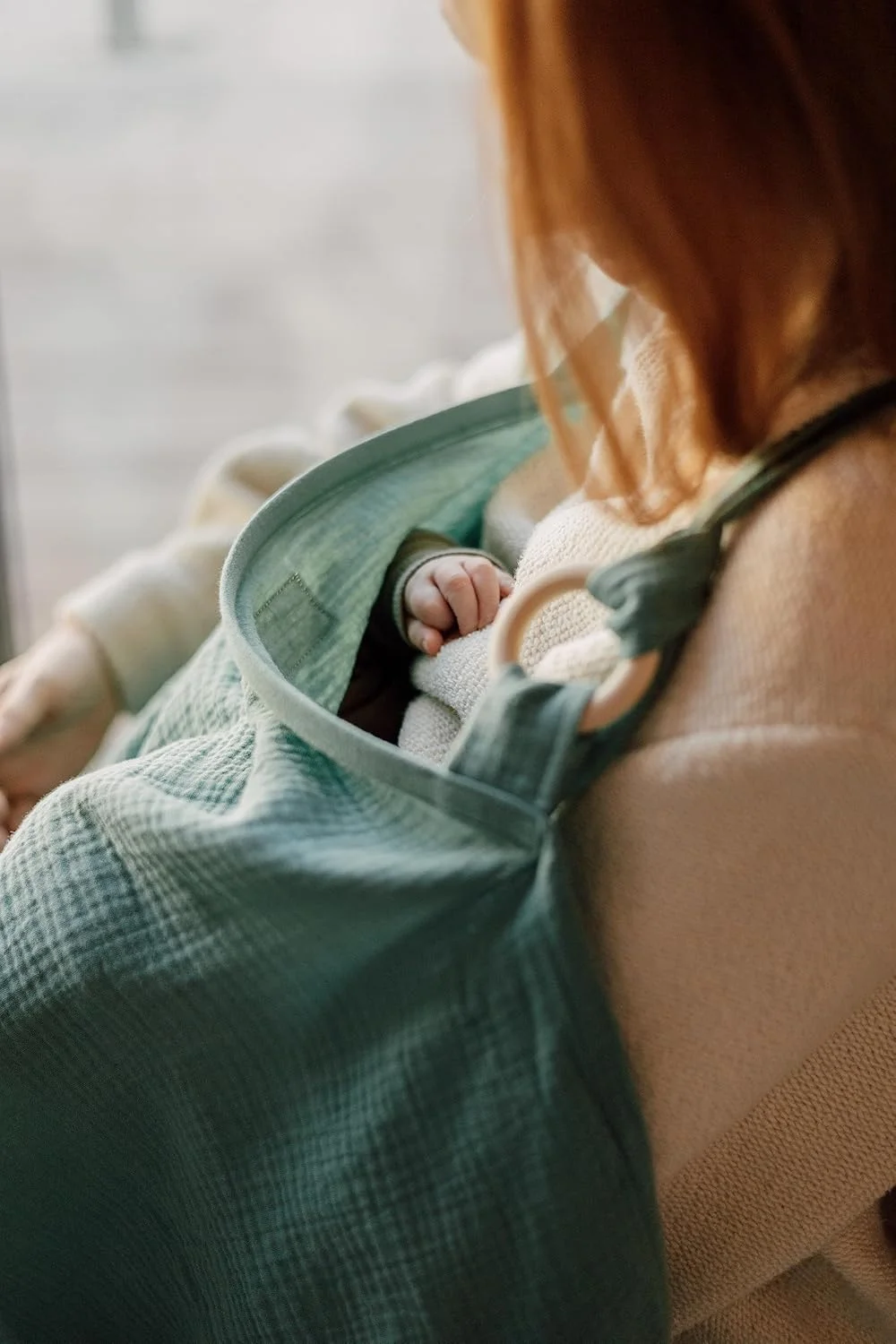 روپوش شیردهی TISU برای نوزاد | پوشش چند منظوره صندلی ماشین و کالسکه | پنبه موسلین نرم و تنفس پذیر | پیش بند و شال شیردهی (سبز مریم گلی (خنثی))