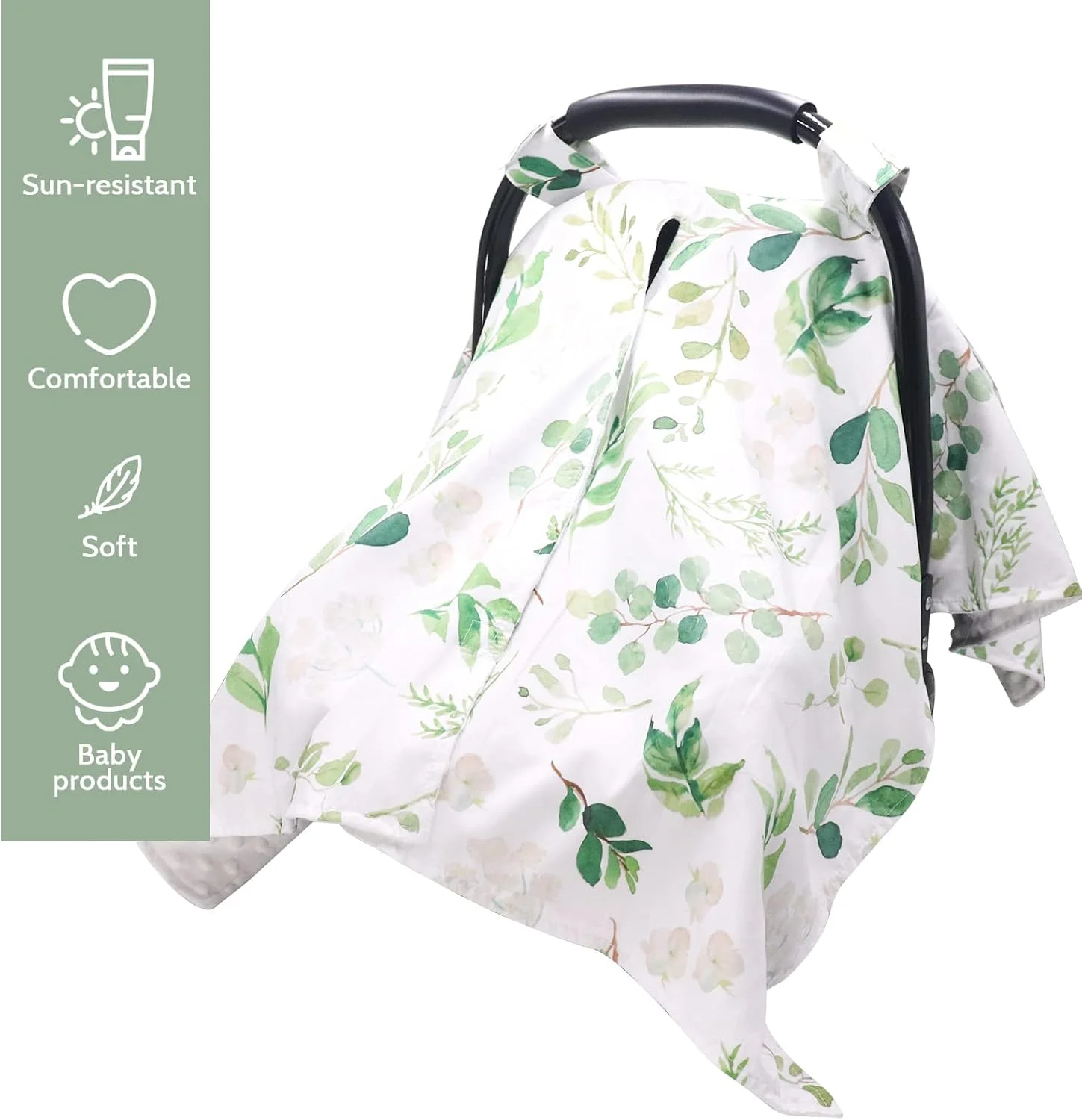 روکش صندلی ماشین کودک تانوفار، سایبان صندلی ماشین نوزاد با طرح برگ سبز و دریچه دید، چند منظوره، روکش شیردهی مادر، پتوی نرم برای نوزاد