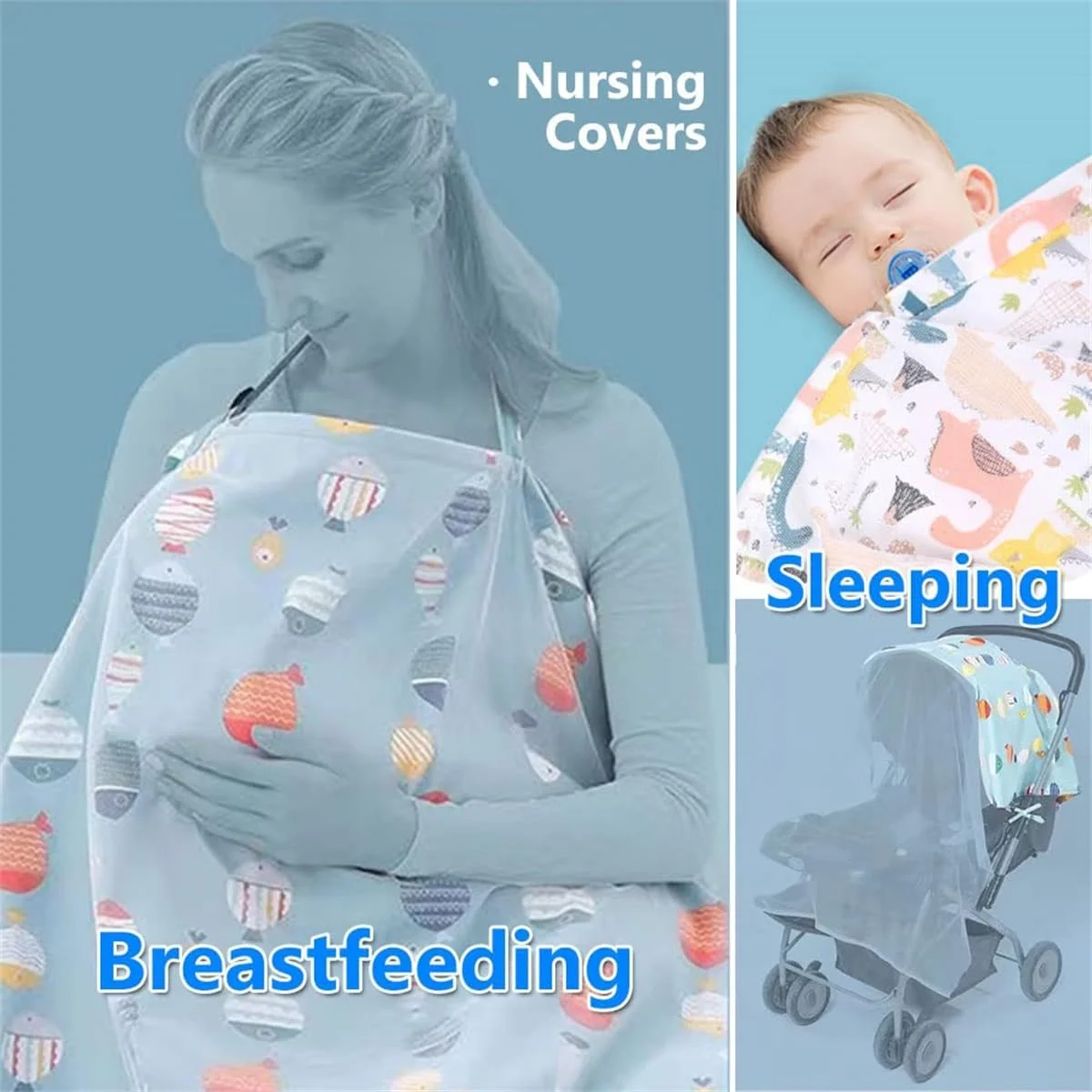 پیش بند شیردهی TERRIFI، پیش بند شیردهی نوزاد با قابلیت تنفس برای حفظ حریم خصوصی، آبی