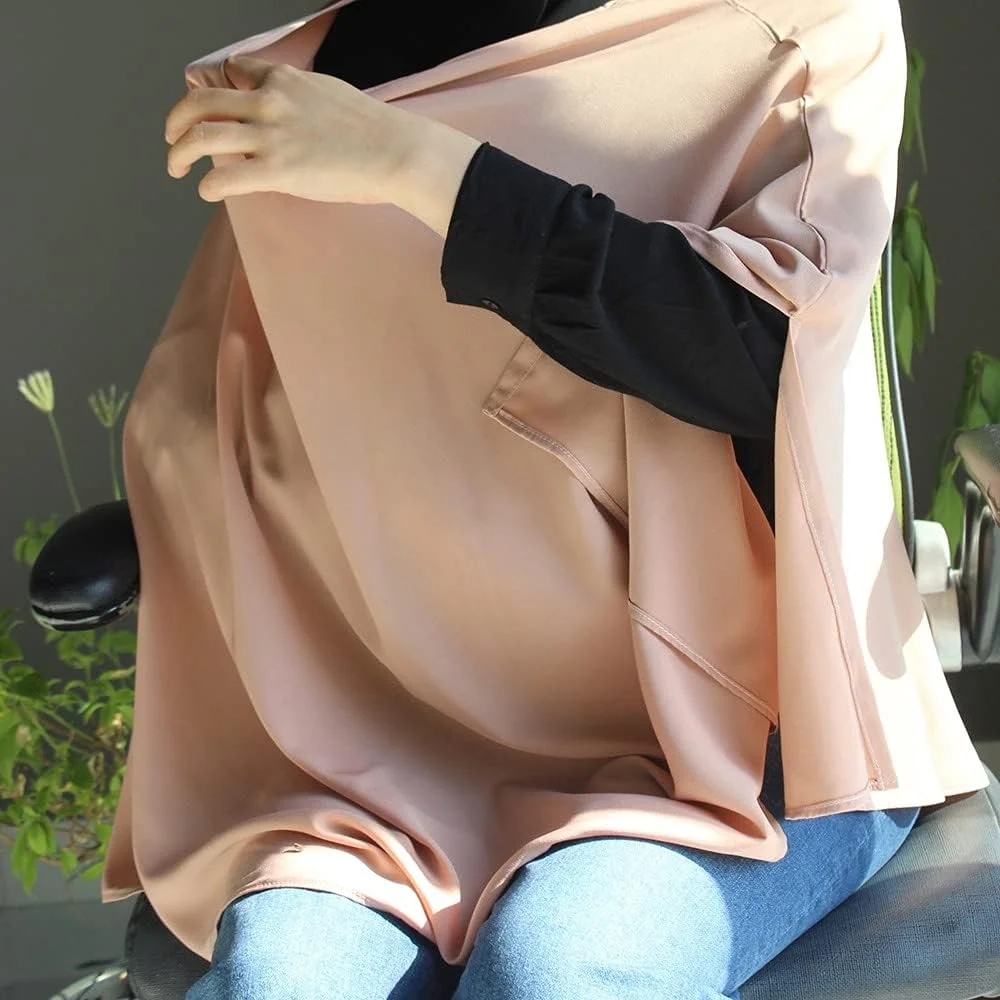 شنل شیردهی نوزاد راه راه، مخصوص مادران شیرده، صورتی