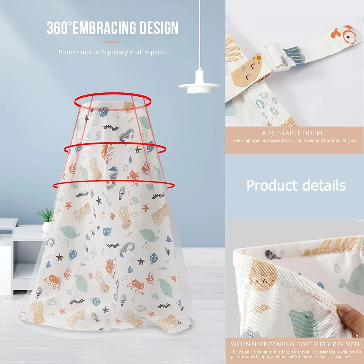 روپوش شیردهی X spring، روپوش شیردهی خصوصی، روپوش شیردهی برای تغذیه با شیر مادر با بند قابل تنظیم، سبک وزن، نرم، قابل تنفس، قابل شستشو در ماشین لباسشویی و خشک کن