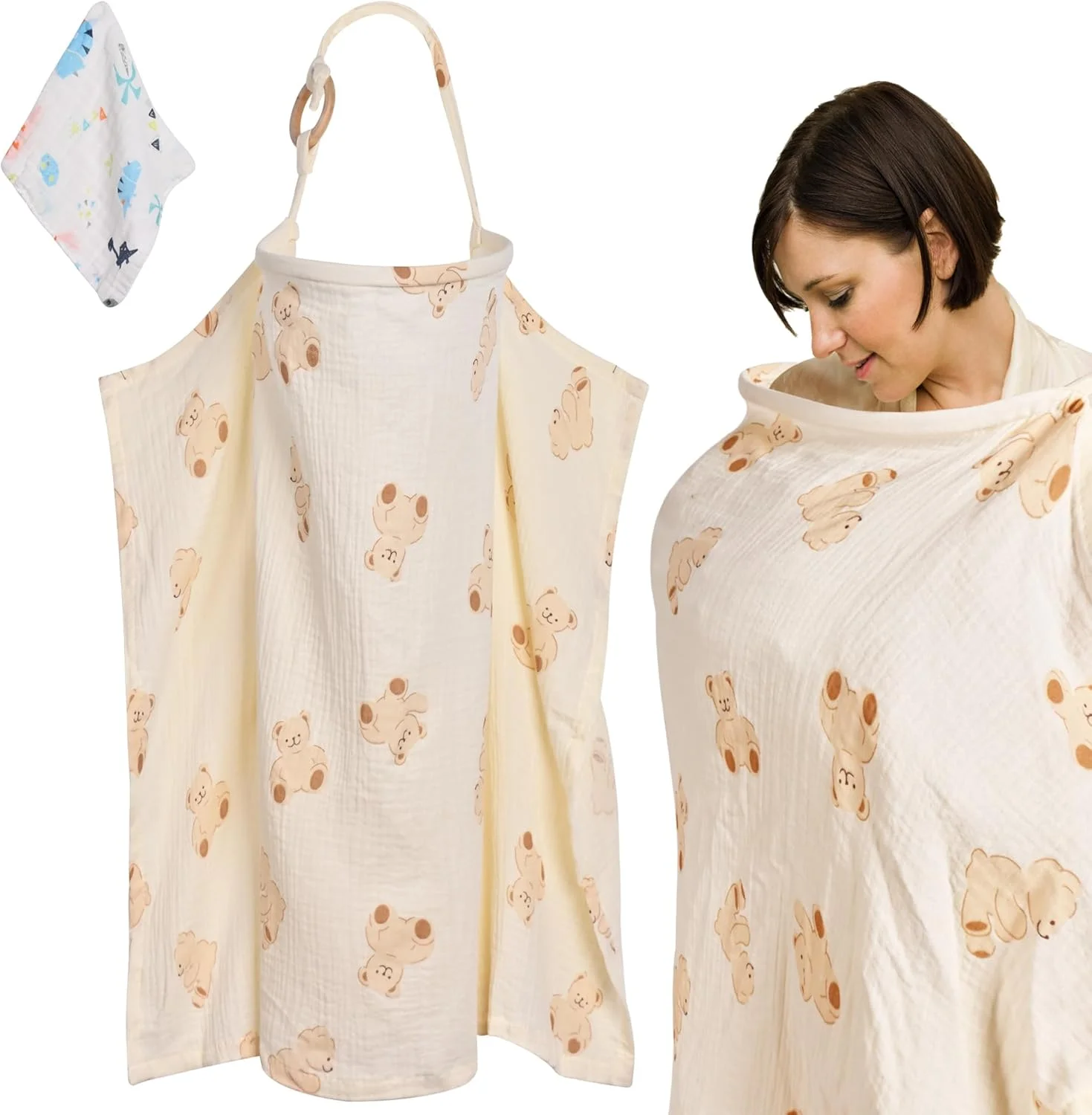 پارچه شیردهی سیوهن، شال شیردهی برای شیردهی در حال حرکت، پارچه موسلین شیردهی + پارچه شستشو، پارچه و شال شیردهی نوزاد، روکش شیردهی ساخته شده از 100% پنبه نرم و تنفس پذیر