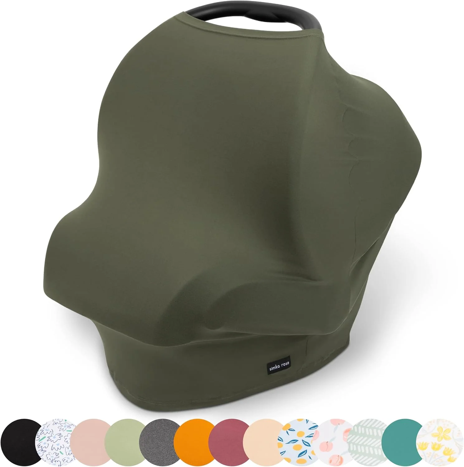 Simka Rose Car Seat Canopy Nursing Cover - Multi Use Cover - Baby Breastfeeding Cover - Ultra Soft and Stretchy (Moss)
