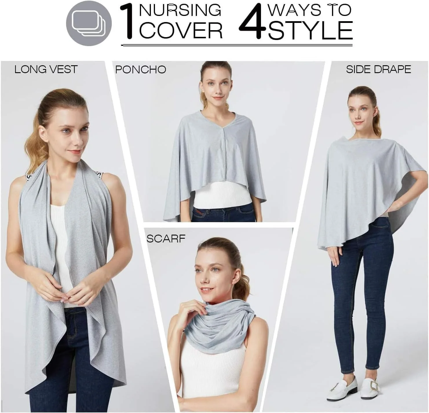 روپوش شیردهی نخی X spring، شال شیردهی آبی سبک وزن با پوشش کامل، روپوش شیردهی راحت برای مادران و نوزادان