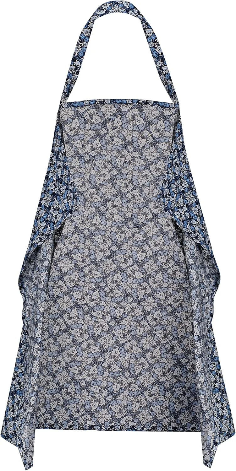 روپوش شیردهی دست ساز Soleil و لوازم تغذیه نوزاد و کودک نوپا - پنبه ارگانیک نرم - تغذیه محتاطانه در حال حرکت - 71x96.5 سانتی متر (آبی طرح دار)