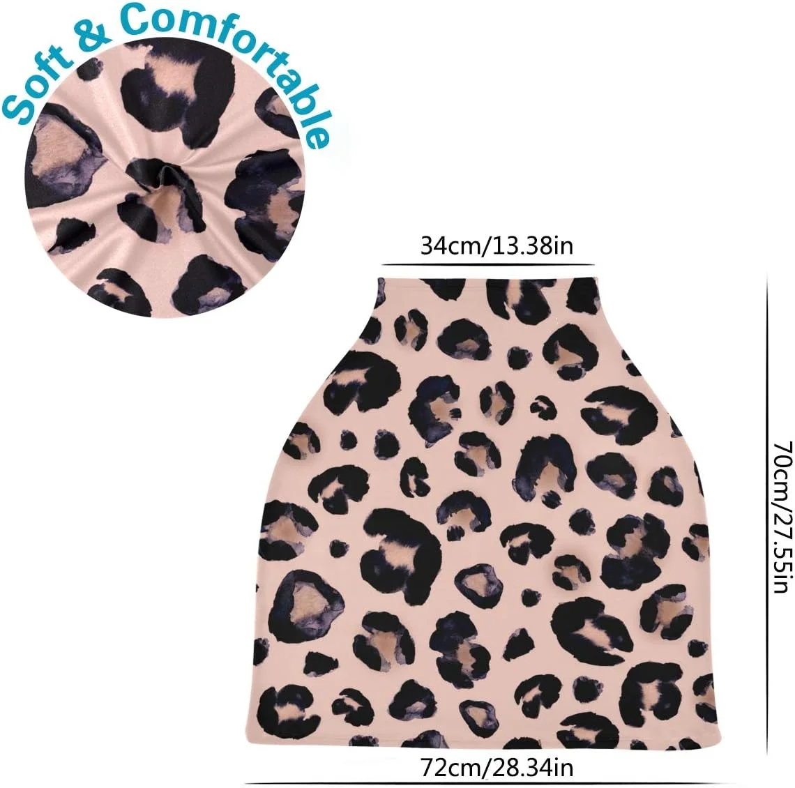 روکش صندلی ماشین کودک سنیا طرح پلنگی صورتی مشکی، روکش شیردهی شال نرم و تنفسی و کشسان، روکش کالسکه نوزاد مناسب دختران و پسران