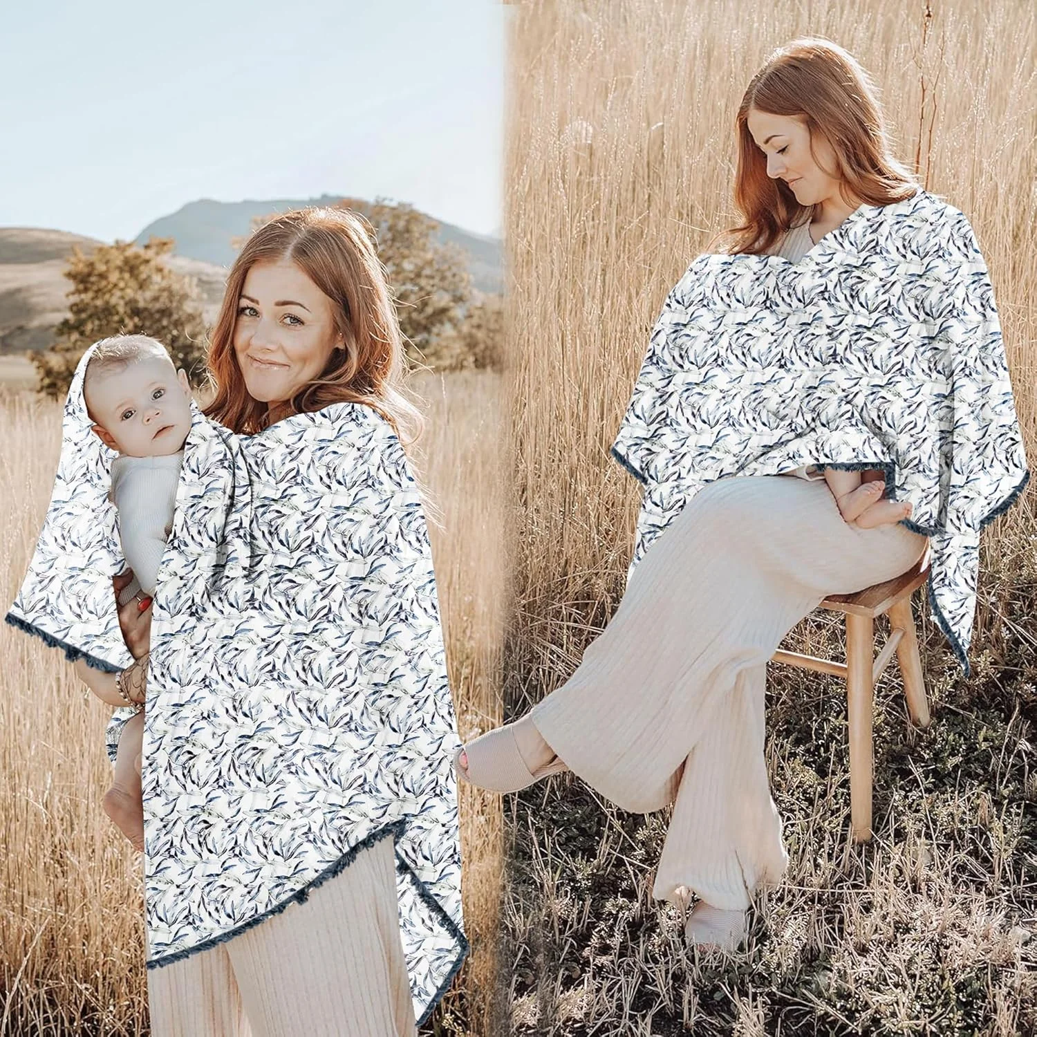 روپوش شیردهی ریون Pepperika برای مادران شیرده، چند منظوره، سبک پانچو، شال و روسری دکمه دار، پیش بند پنبه ای ظریف برای دوران قبل و بعد از بارداری (بسته 1 عددی) چند رنگ/سفید