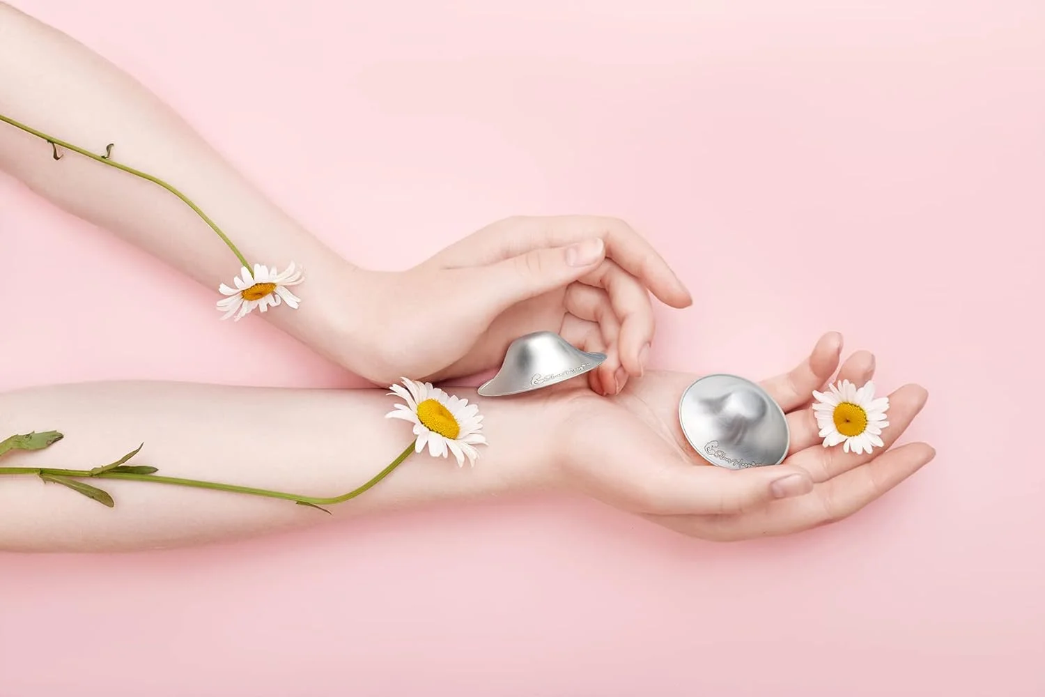 کاپ های نقره ای اصل شیردهی نقره 925 - محافظ سینه نقره ای برای ملزومات ضروری شیردهی نوزاد، تسکین دهنده و محافظ