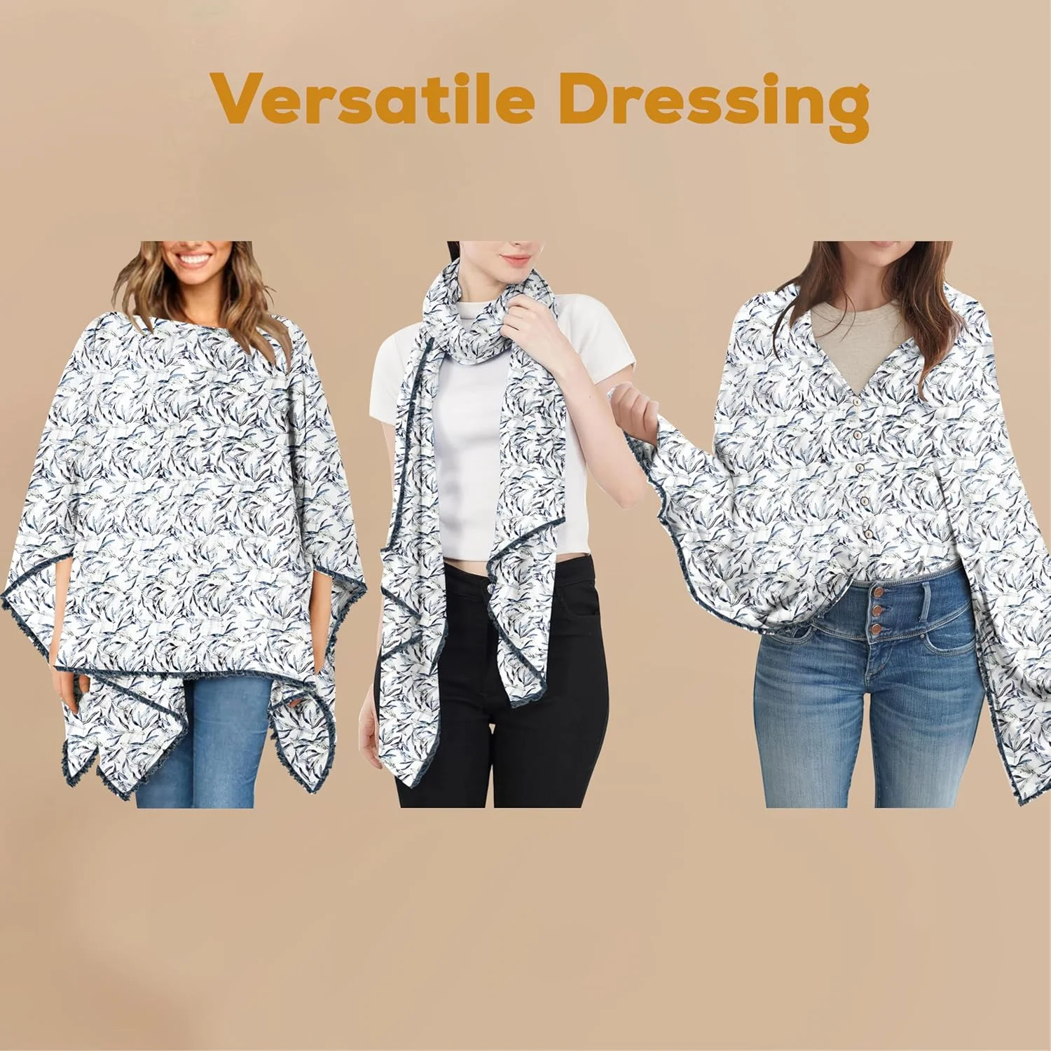 روپوش شیردهی ریون Pepperika برای مادران شیرده، چند منظوره، سبک پانچو، شال و روسری دکمه دار، پیش بند پنبه ای ظریف برای دوران قبل و بعد از بارداری (بسته 1 عددی) چند رنگ/سفید