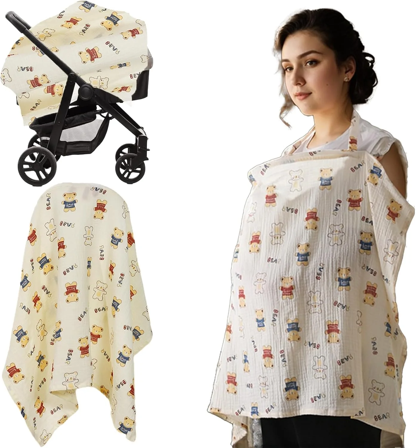 روپوش شیردهی - پیش بند شیردهی 360 درجه پنبه ای نرم، محافظ حریم خصوصی تنفسی و راحت برای مادران، روپوش شیردهی سبک وزن برای مسافرت و استفاده روزانه