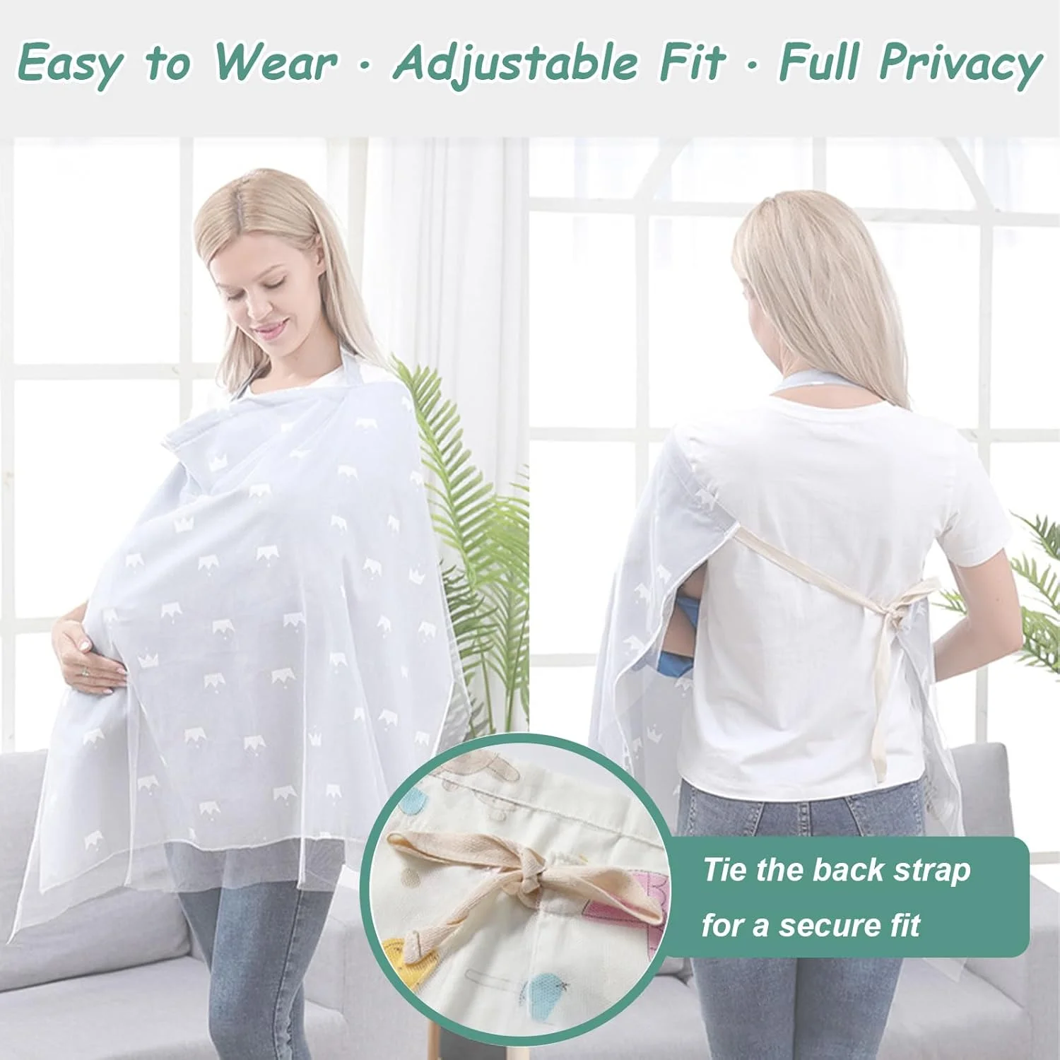 روپوش شیردهی - پنبه سبک و توری تنفسی، پوشش کامل قابل تنظیم - سایبان چند منظوره صندلی ماشین کودک، سایه بان کالسکه، توری حشره برای مادران (جادوی جنگل)