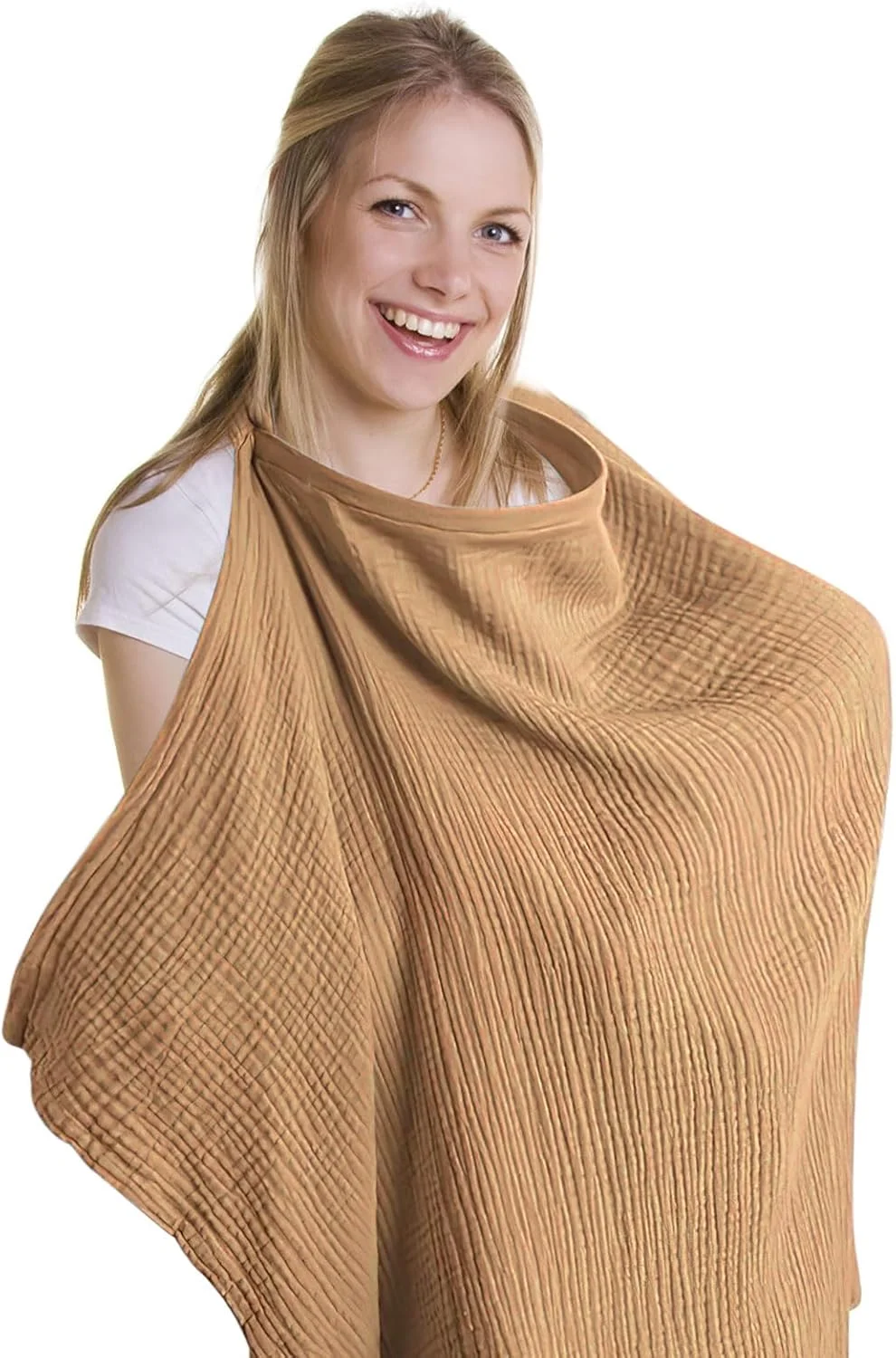 روپوش شیردهی، پیش بند شیردهی، شال شیردهی نرم و تنفس پذیر، پیش بند شیردهی نخی، روپوش شیردهی برای استفاده در بیرون از منزل، هدیه روپوش شیردهی برای مادر (خاکی (خنثی)) (faw)