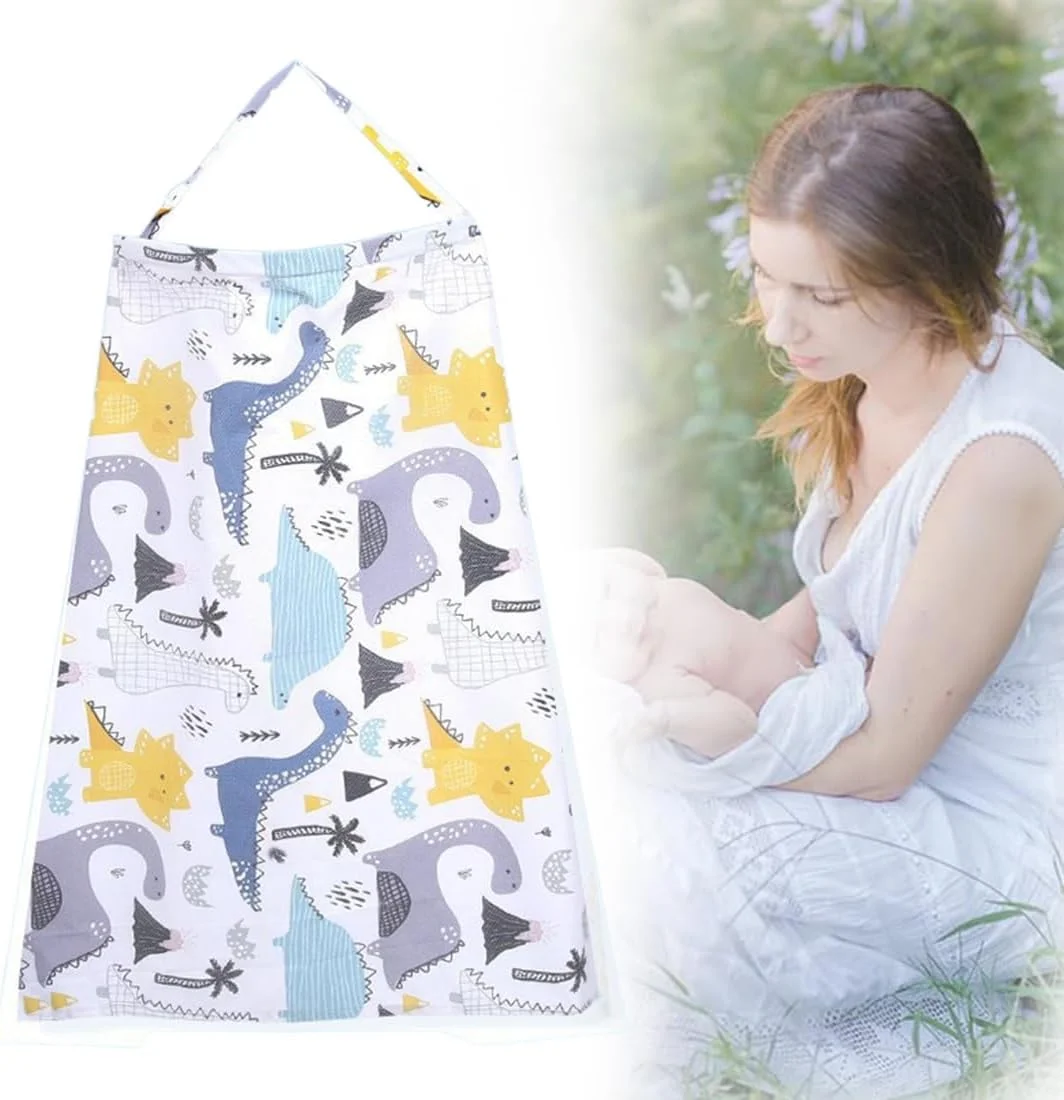روپوش شیردهی نوزاد، روپوش شیردهی موسلین، روپوش شیردهی شال شیردهی پیشبند شیردهی، شال شیردهی نرم و تنفسی، بند قابل تنظیم، مناسب برای صندلی ماشین (دایناسور)