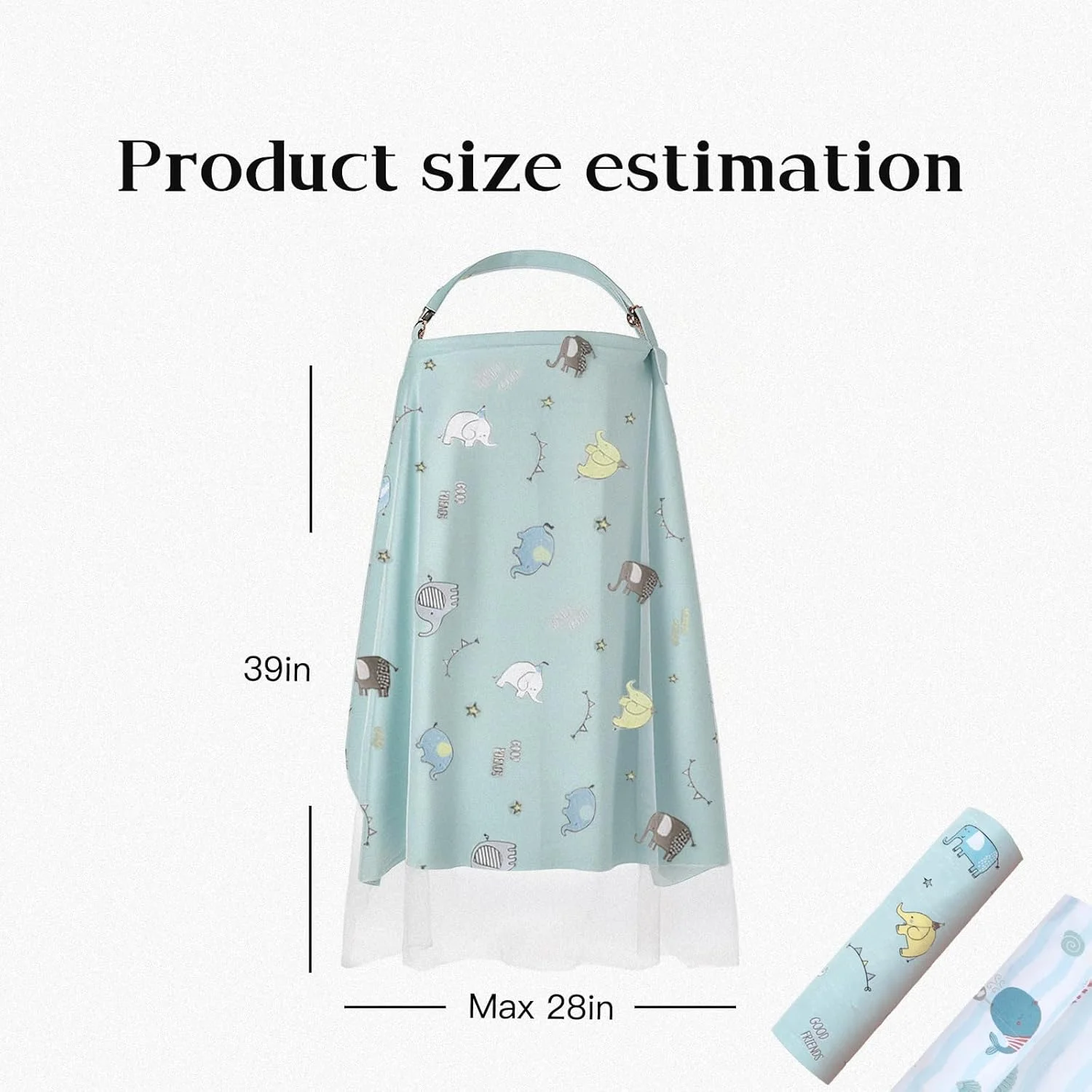 100% Cotton Nursing Cover with Support Ring & Mesh Layer, Breathable Nursing Cover Up for Breastfeeding, Adjustable Arch Neckline Breastfeeding Apron for Women