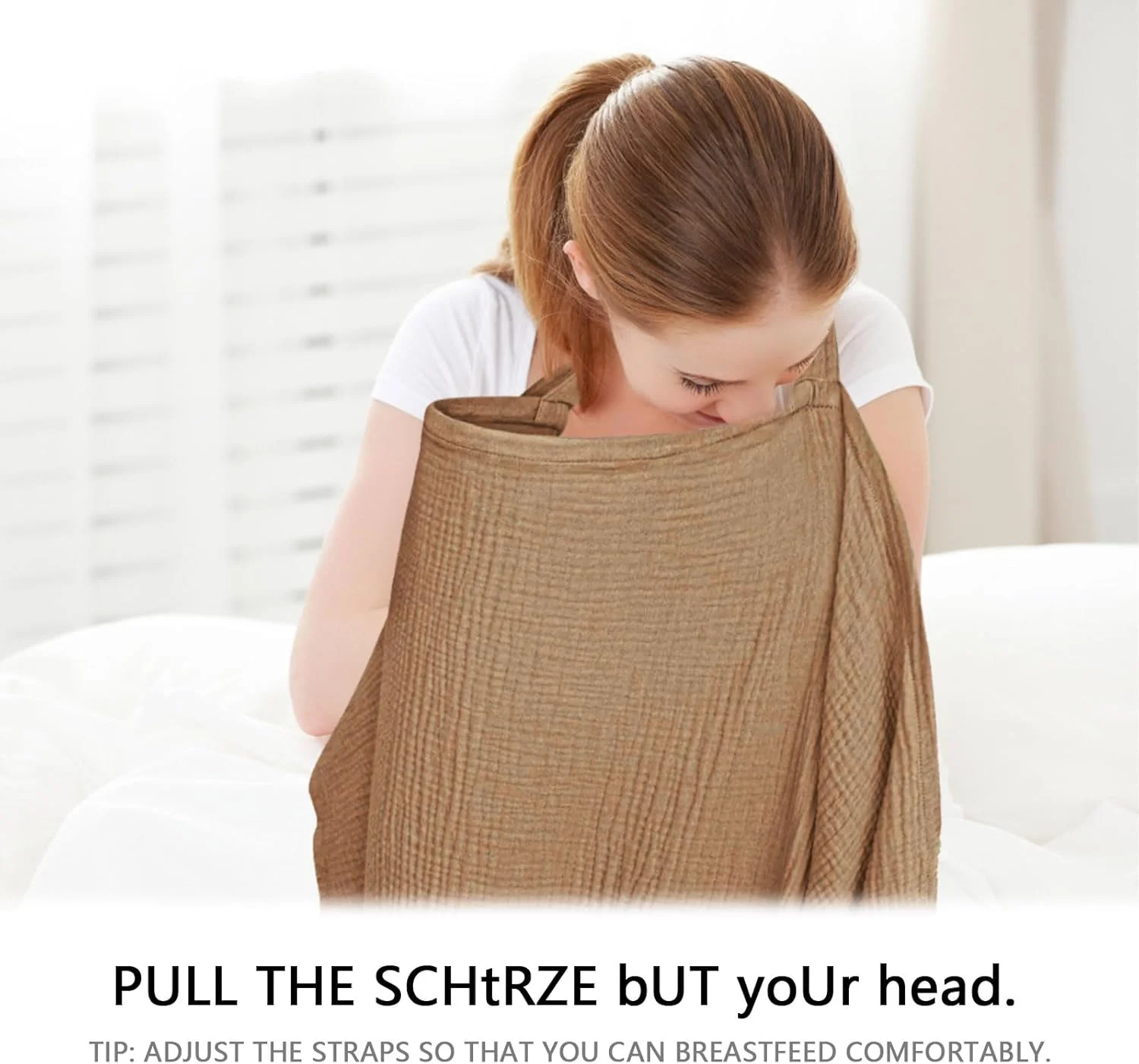 روپوش شیردهی، پیش بند شیردهی، شال شیردهی نرم و تنفس پذیر، پیش بند شیردهی نخی، روپوش شیردهی برای استفاده در بیرون از منزل، هدیه روپوش شیردهی برای مادر (خاکی (خنثی)) (faw)