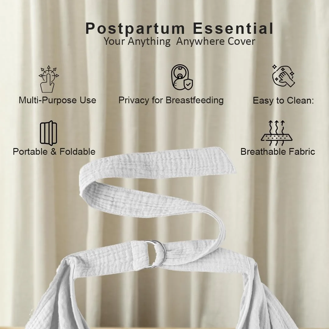 روپوش شیردهی نوزاد - پنبه نرم و تنفسی با بند گردنی قابل تنظیم، حفظ حریم خصوصی برای مادران، شال شیردهی سبک و شیک برای تغذیه در مکان های عمومی - مناسب برای مسافرت (تک سایز)