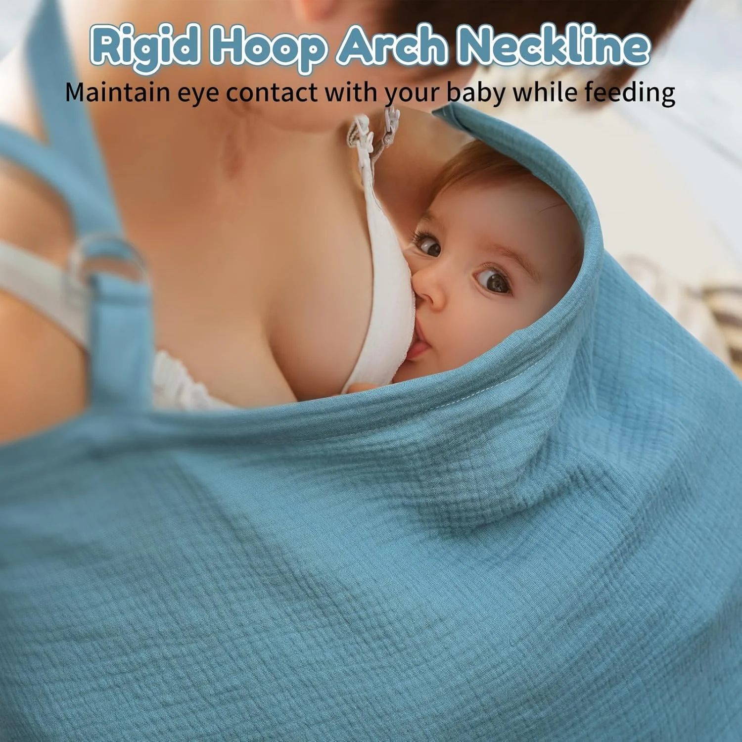 روپوش شیردهی از جنس پارچه نخی موسلین، پوشش شیردهی نرم و تنفسی با یقه کمانی سفت، پیش بند پوشش شیردهی چند منظوره سایز بزرگ برای مادر (آبی) روپوش شیردهی از جنس پارچه نخی موسلین، پوشش شیردهی نرم و تنفسی با یقه کمانی سفت، پیش بند پوشش شیردهی چند منظوره سایز بزرگ برای مادر (آبی)