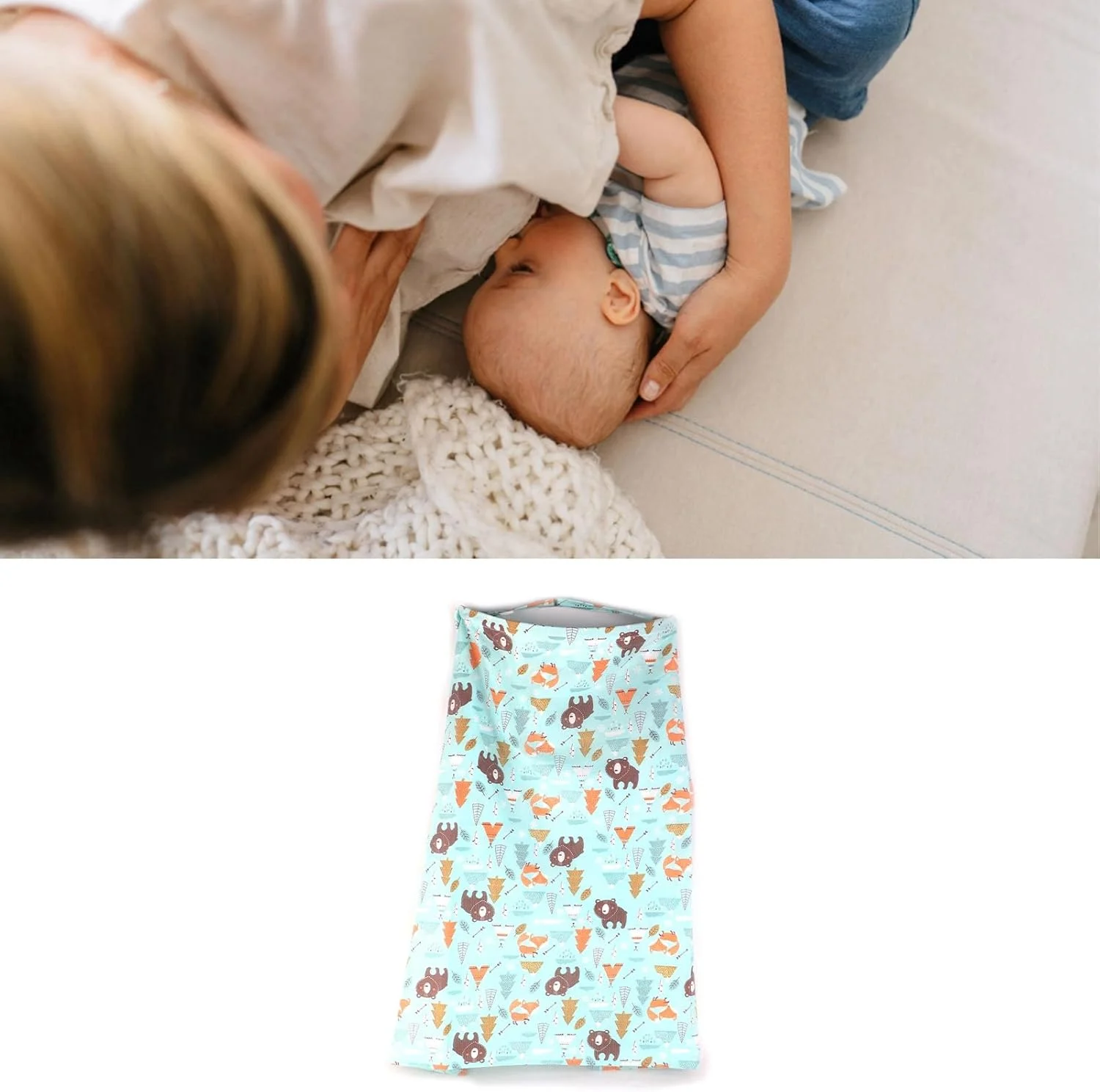 NIBEMINENT Breastfeed Apron Cover Breathable Baby Nursing Privacy Coverage Blanket with Elastic Shoulder Straps Blue NIBEMINENT Breastfeed Apron Cover Breathable Baby Nursing Privacy Coverage Blanket with Elastic Shoulder Straps Blue