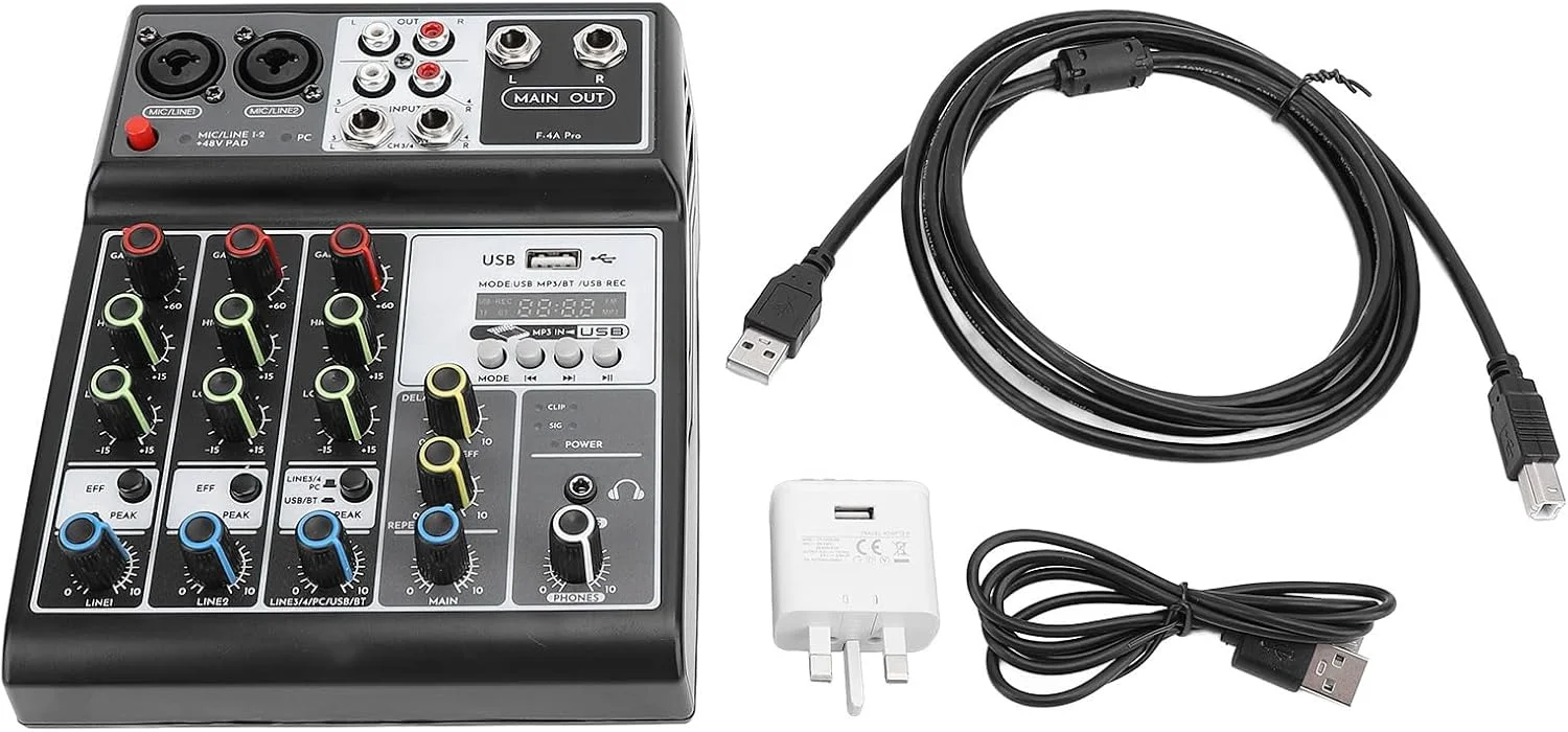 میکسر صدا با قابلیت کنترل موسیقی Eujgoov، کنسول میکسر MP3 برای اجرای زنده، پادکست، تجهیزات استیج و میزبان موسیقی (پریز UK) میکسر صدا با قابلیت کنترل موسیقی Eujgoov، کنسول میکسر MP3 برای اجرای زنده، پادکست، تجهیزات استیج و میزبان موسیقی (پریز UK)