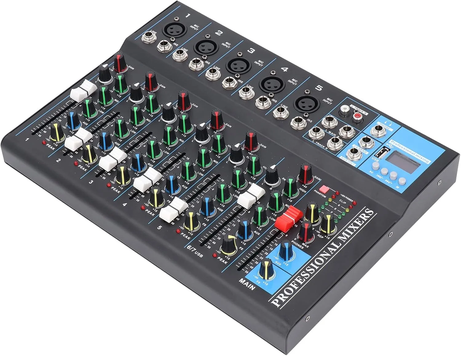 میکسر 7 کاناله استودیوی صدا Eujgoov، کنسول برد USB، میکسر صوتی زنده، میکسر DJ (دوشاخه UK) میکسر 7 کاناله استودیوی صدا Eujgoov، کنسول برد USB، میکسر صوتی زنده، میکسر DJ (دوشاخه UK)