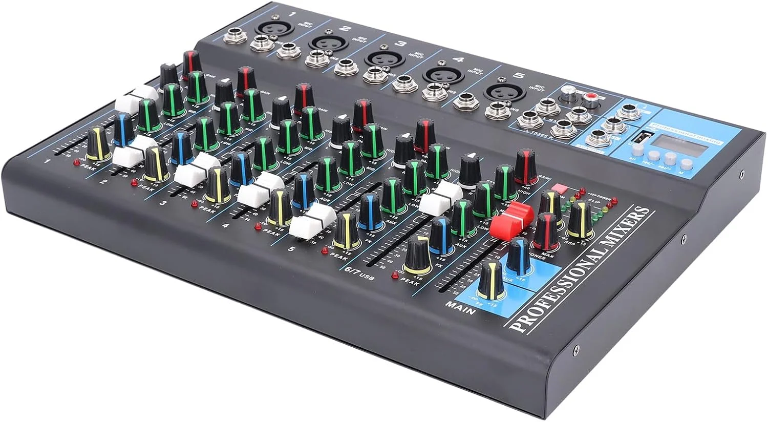 میکسر 7 کاناله استودیوی صدا Eujgoov، کنسول برد USB، میکسر صوتی زنده، میکسر DJ (دوشاخه UK) میکسر 7 کاناله استودیوی صدا Eujgoov، کنسول برد USB، میکسر صوتی زنده، میکسر DJ (دوشاخه UK)
