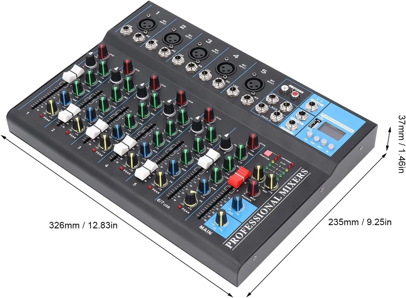 میکسر 7 کاناله استودیوی صدا Eujgoov، کنسول برد USB، میکسر صوتی زنده، میکسر DJ (دوشاخه UK) میکسر 7 کاناله استودیوی صدا Eujgoov، کنسول برد USB، میکسر صوتی زنده، میکسر DJ (دوشاخه UK)
