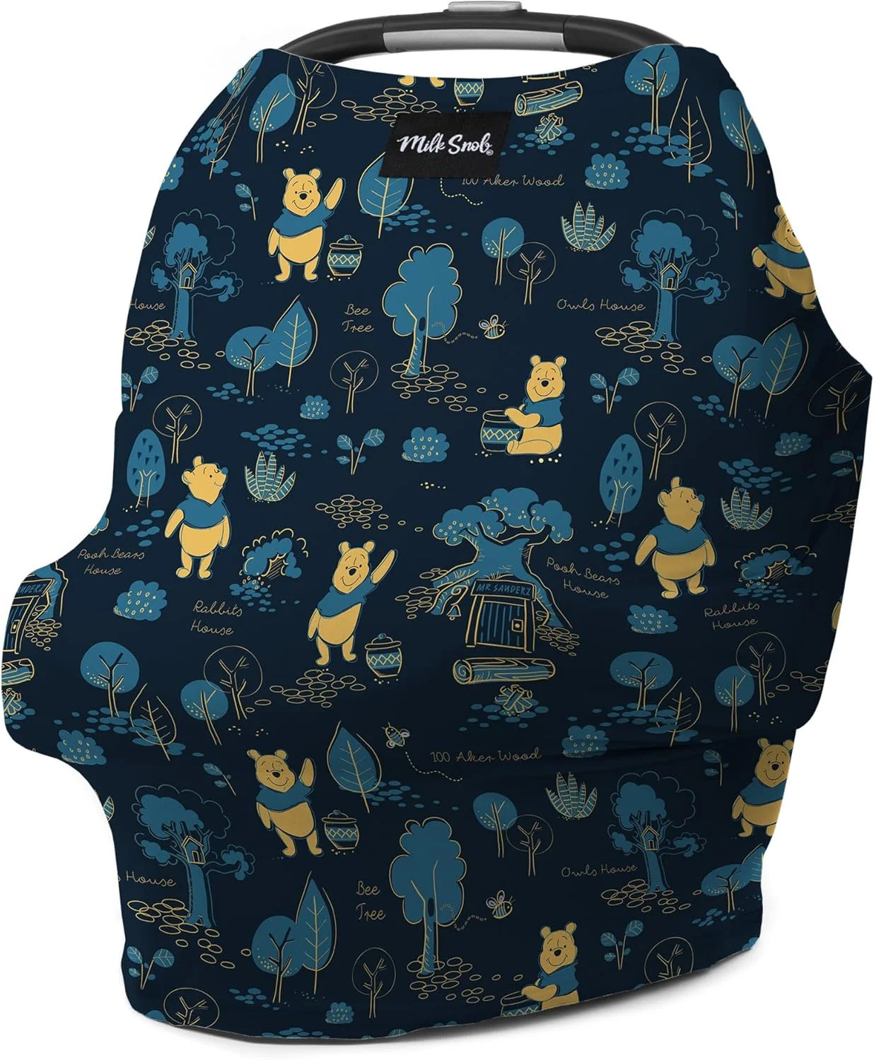 روکش صندلی ماشین کودک و پوشش شیردهی چند منظوره 360 درجه Milk Snob Disney Collection، کشسان و تنفسی طرح "وینی پو"