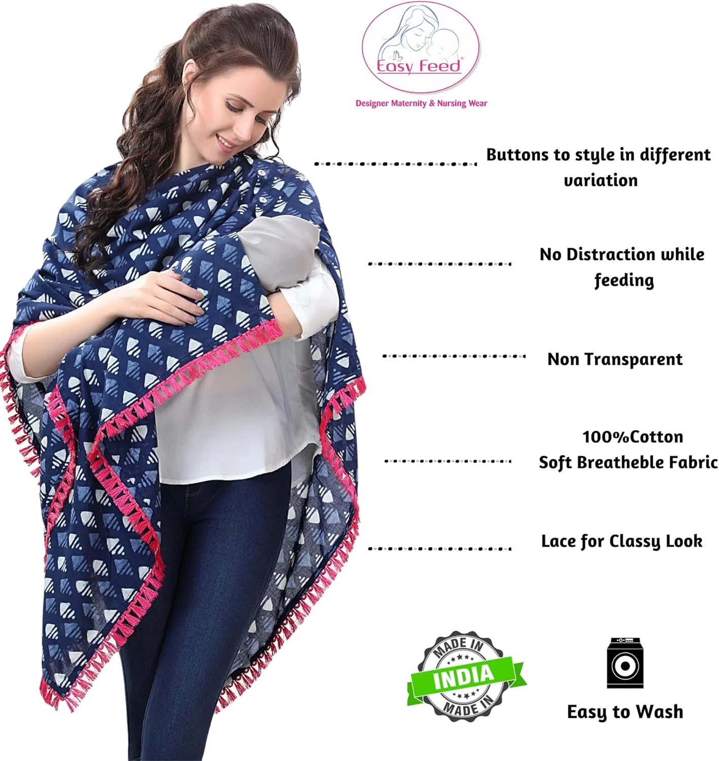easy feed maternity nursing cover scarf for baby breastfeeding multi use poncho style elegant breathable apron made by cotton blend material for pre & post pregnancy (blue) easy feed maternity nursing cover scarf for baby breastfeeding multi use poncho style elegant breathable apron made by cotton blend material for pre & post pregnancy (blue)