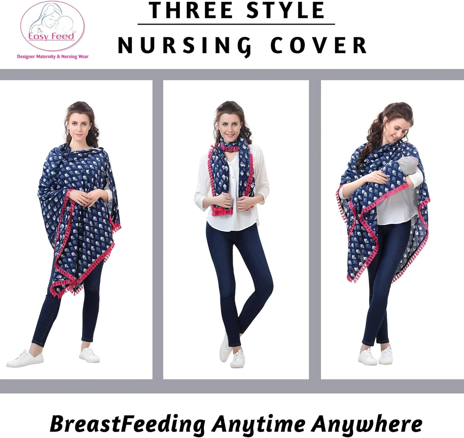 easy feed maternity nursing cover scarf for baby breastfeeding multi use poncho style elegant breathable apron made by cotton blend material for pre & post pregnancy (blue) easy feed maternity nursing cover scarf for baby breastfeeding multi use poncho style elegant breathable apron made by cotton blend material for pre & post pregnancy (blue)