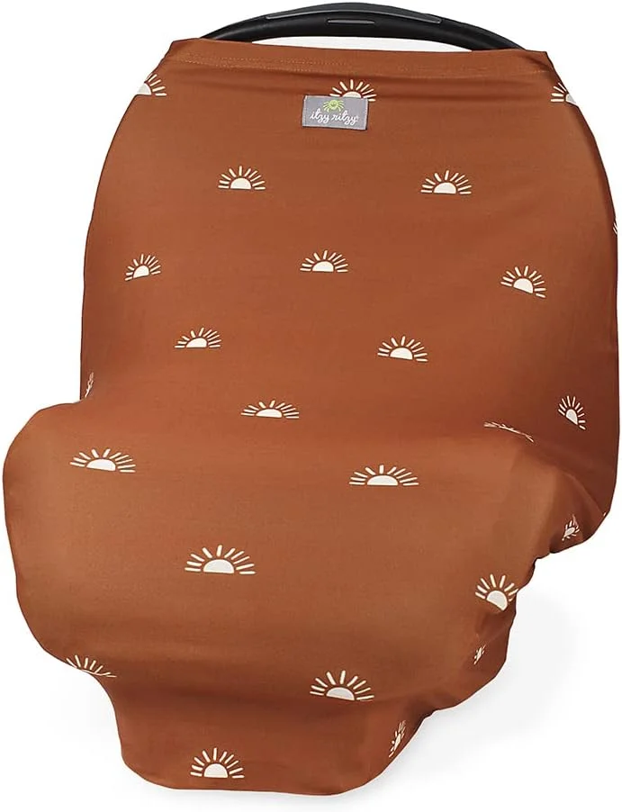 Itzy Ritzy 4-in-1 Nursing Cover, Car Seat Cover, Shopping Cart Cover & Infinity Scarf – Breathable, Multi-Use Nursing Cover Up for Breastfeeding, Carseat Canopy & Stroller Cover (Terracotta Sunrise)