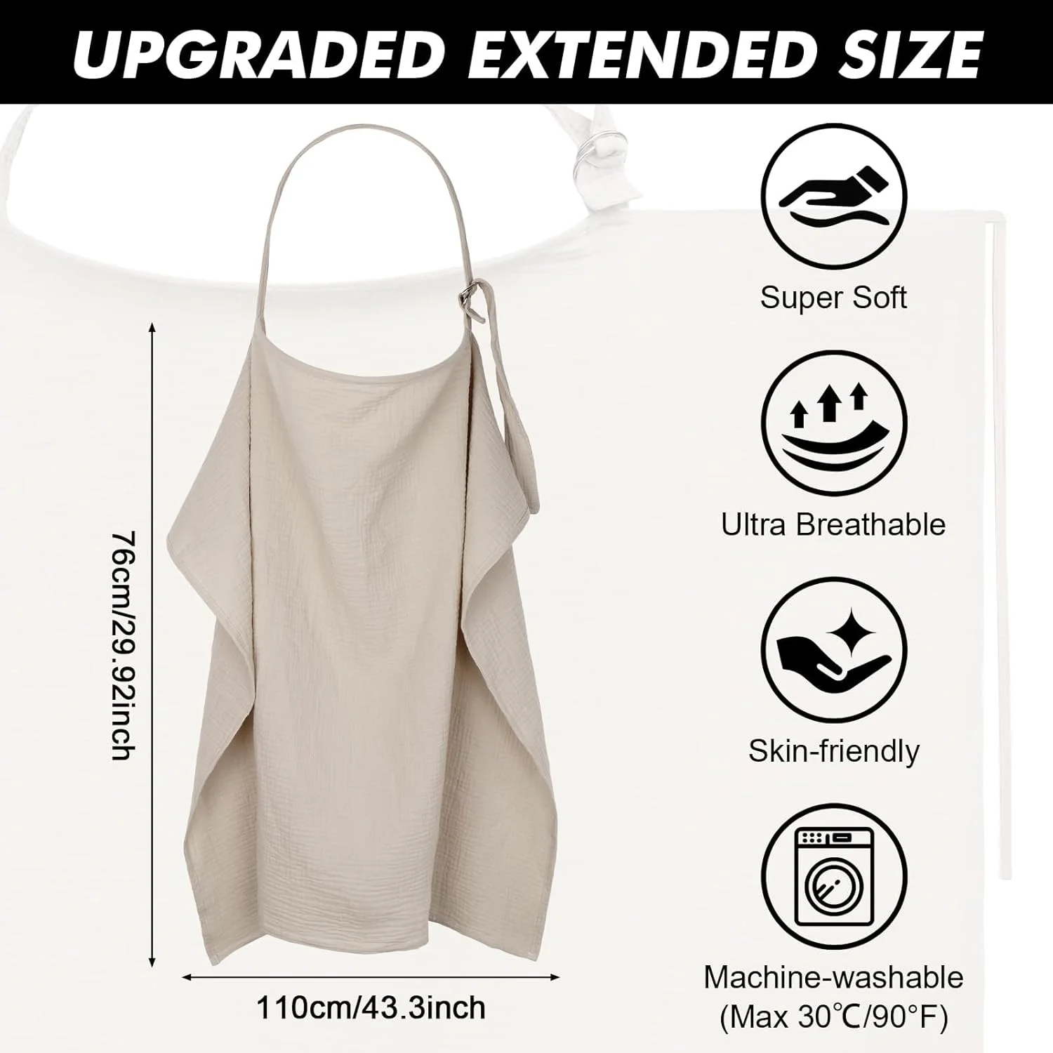 روپوش شیردهی Huiguli برای نوزادان، 75 x 110 سانتی متر، شال شیردهی موسلین برای استفاده در حرکت، روپوش شیردهی خصوصی برای نوزاد، پیش بند شیردهی پنبه ای نرم، پیش بند شیردهی خاکی، روپوش شیردهی فضای باز