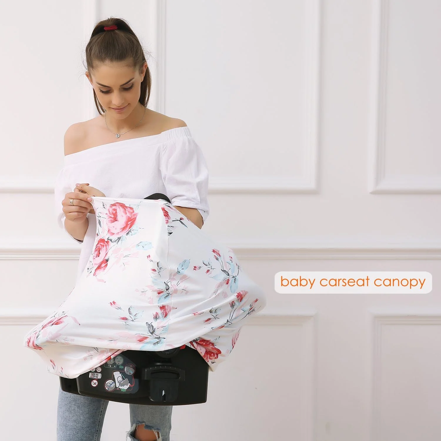 روکش صندلی ماشین کودک حریم خصوصی Hicoco - سایبان کالسکه، روکش شیردهی، سایبان صندلی ماشین چند منظوره، هدیه سیسمونی برای نوزادان دختر و پسر (طرح گل)