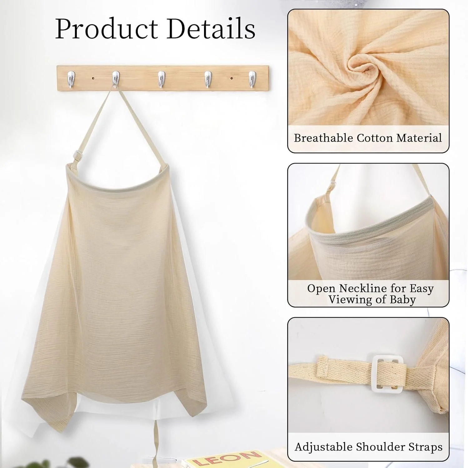 روپوش شیردهی HXC، شال شیردهی موسلین برای استفاده در حرکت، روپوش شیردهی خصوصی پنبه ای برای نوزاد و مادر، خاکی