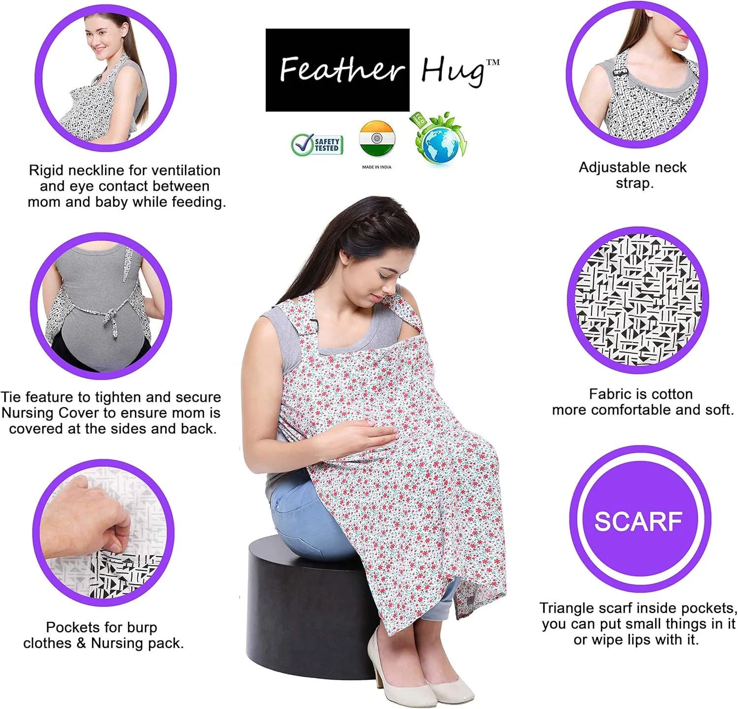 شنل شیردهی نخی زنانه فدر هاگ (شمعدانی) - اشانتیون دستکش یا پیش بند نوزاد