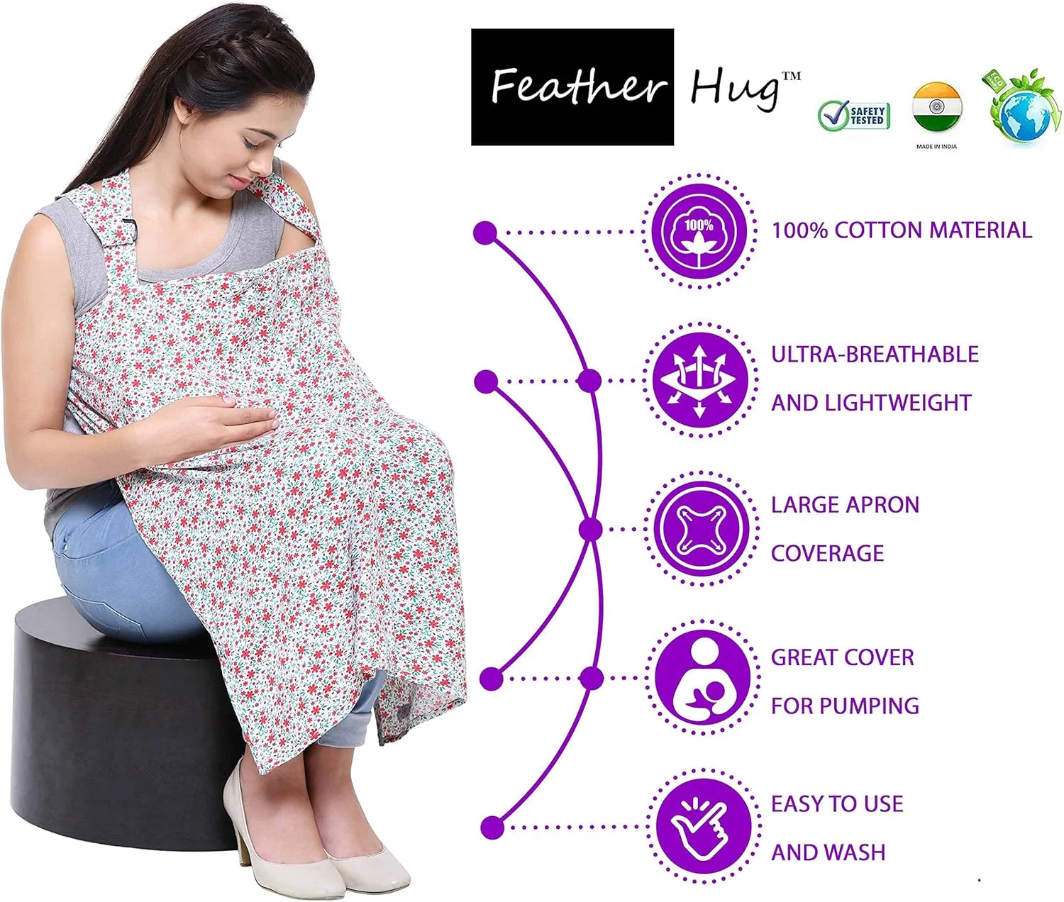 شنل شیردهی نخی زنانه فدر هاگ (شمعدانی) - اشانتیون دستکش یا پیش بند نوزاد