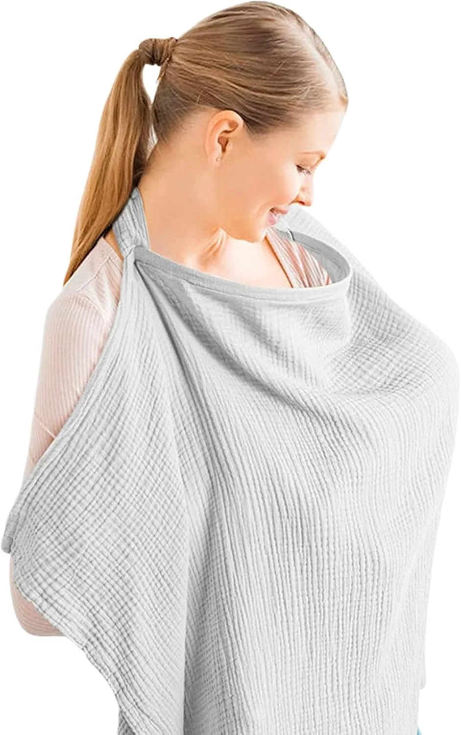 Nursing Cover Up for Breastfeeding | Women Breastfeeding Cover | Breathable Cotton Feeding Poncho for Shopping Malls Parks Hospitals New Parents Public Space Travel