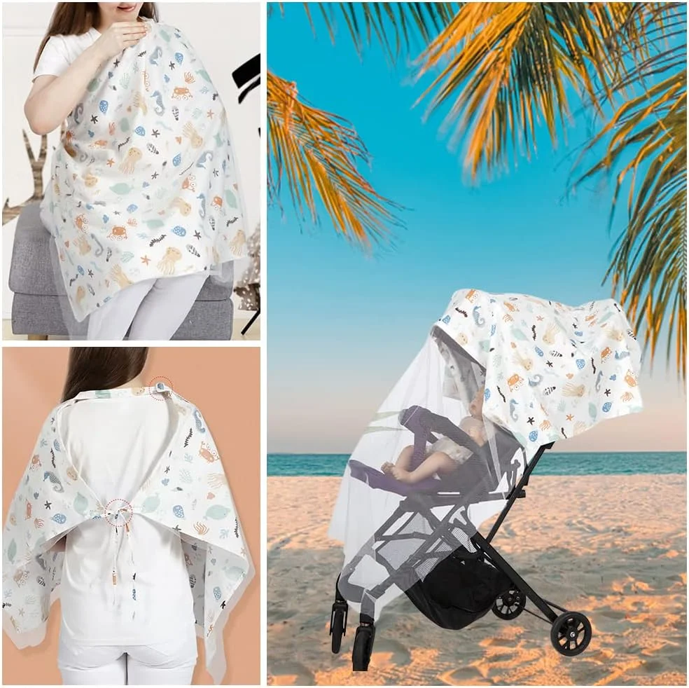 ایفورکیس 2 عدد روپوش شیردهی، شال پوشش شیردهی نرم و تنفسی، سایبان سبک صندلی ماشین، لوازم ضروری مادر و کودک، حوله شیردهی