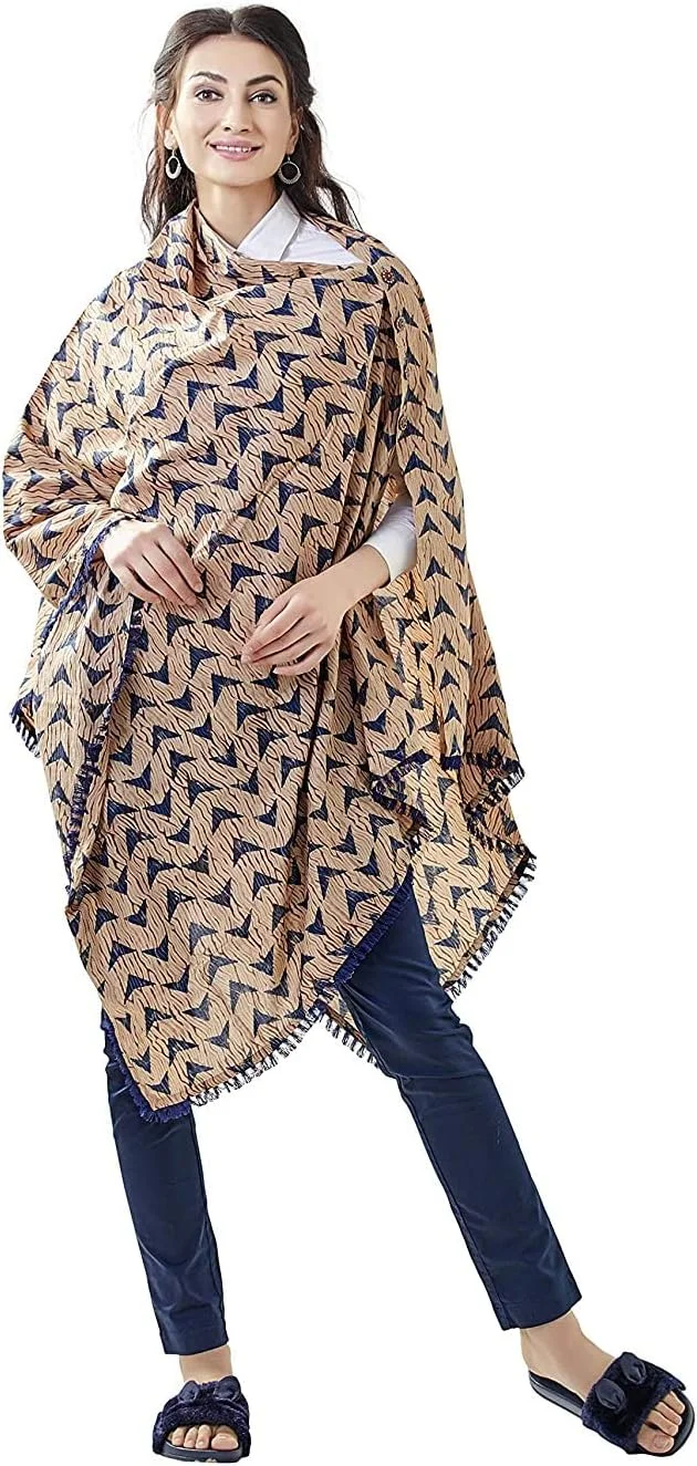 پیش بند شیردهی مادر مدل پانچو با پارچه ترکیبی نخی مناسب دوران بارداری و پس از زایمان (قهوه ای)