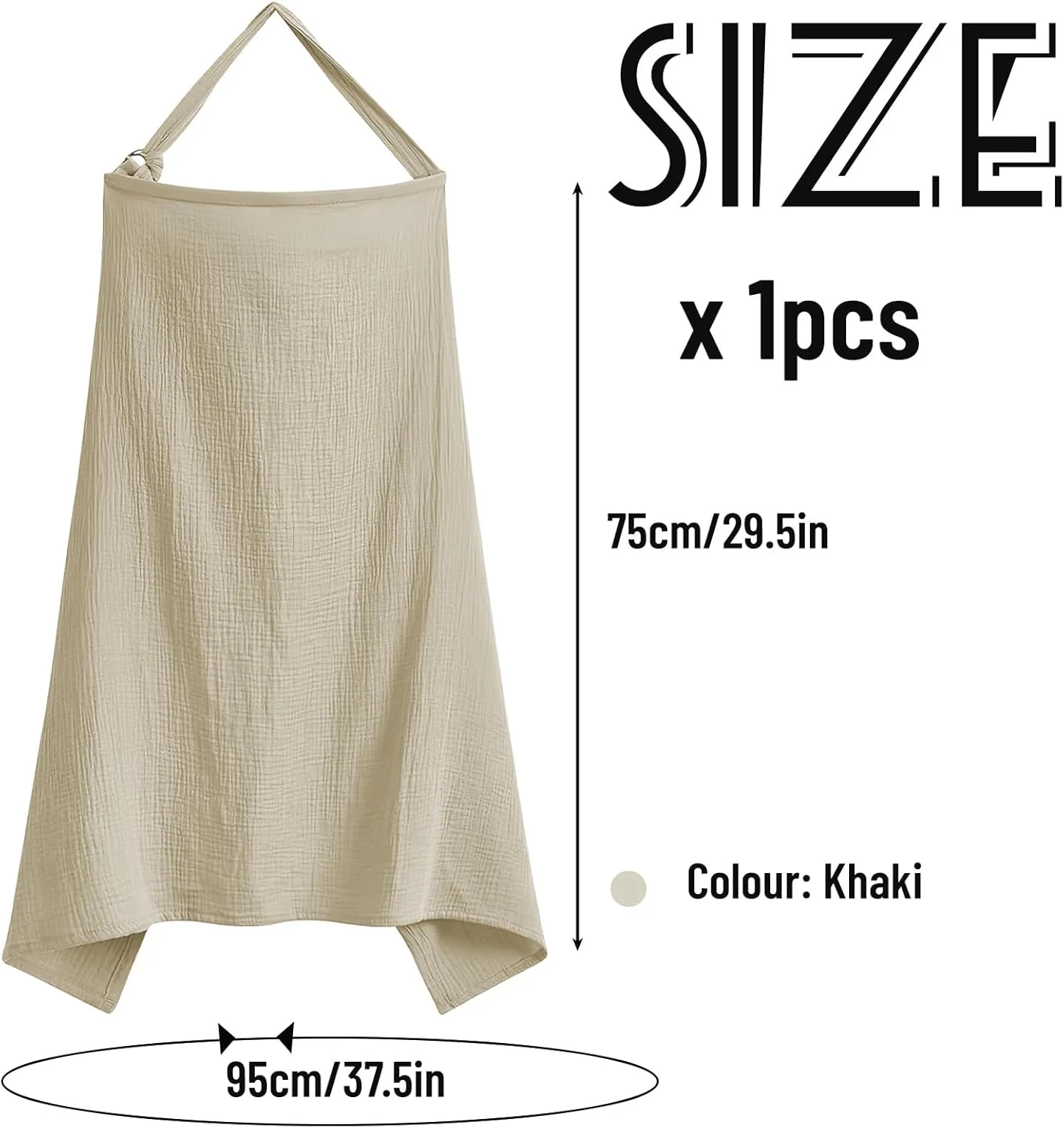 پیش بند شیردهی Darryy، روپوش شیردهی برای بیرون از خانه، روپوش شیردهی نخی برای نوزادان، قابل تنفس، 75 × 95 سانتی متر، شال شیردهی، روپوش شیردهی، روپوش شیردهی پنبه ای برای شیردهی، چند منظوره (خاکی)