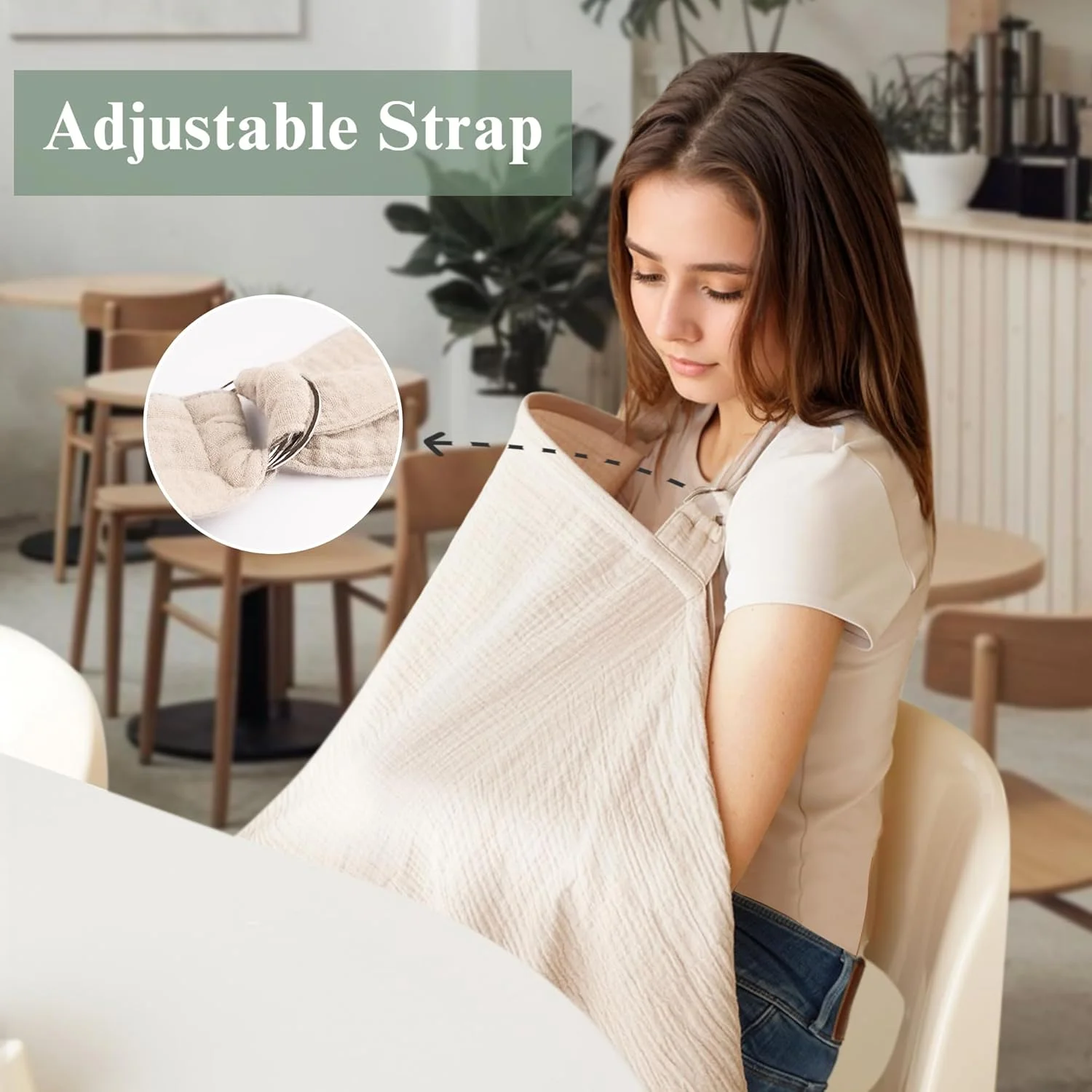 روپوش شیردهی موسلین Coreeky، بسته 2 عددی، نرم و تنفس پذیر، 100% پنبه، دارای بند گردنی قابل تنظیم، پیش بند شیردهی چند منظوره و سایبان صندلی ماشین کودک