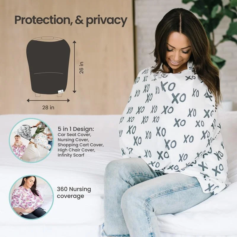 روکش صندلی ماشین کودک و پوشش شیردهی Copper Pearl، چند منظوره، کشسان 5 در 1 طرح "Haven"