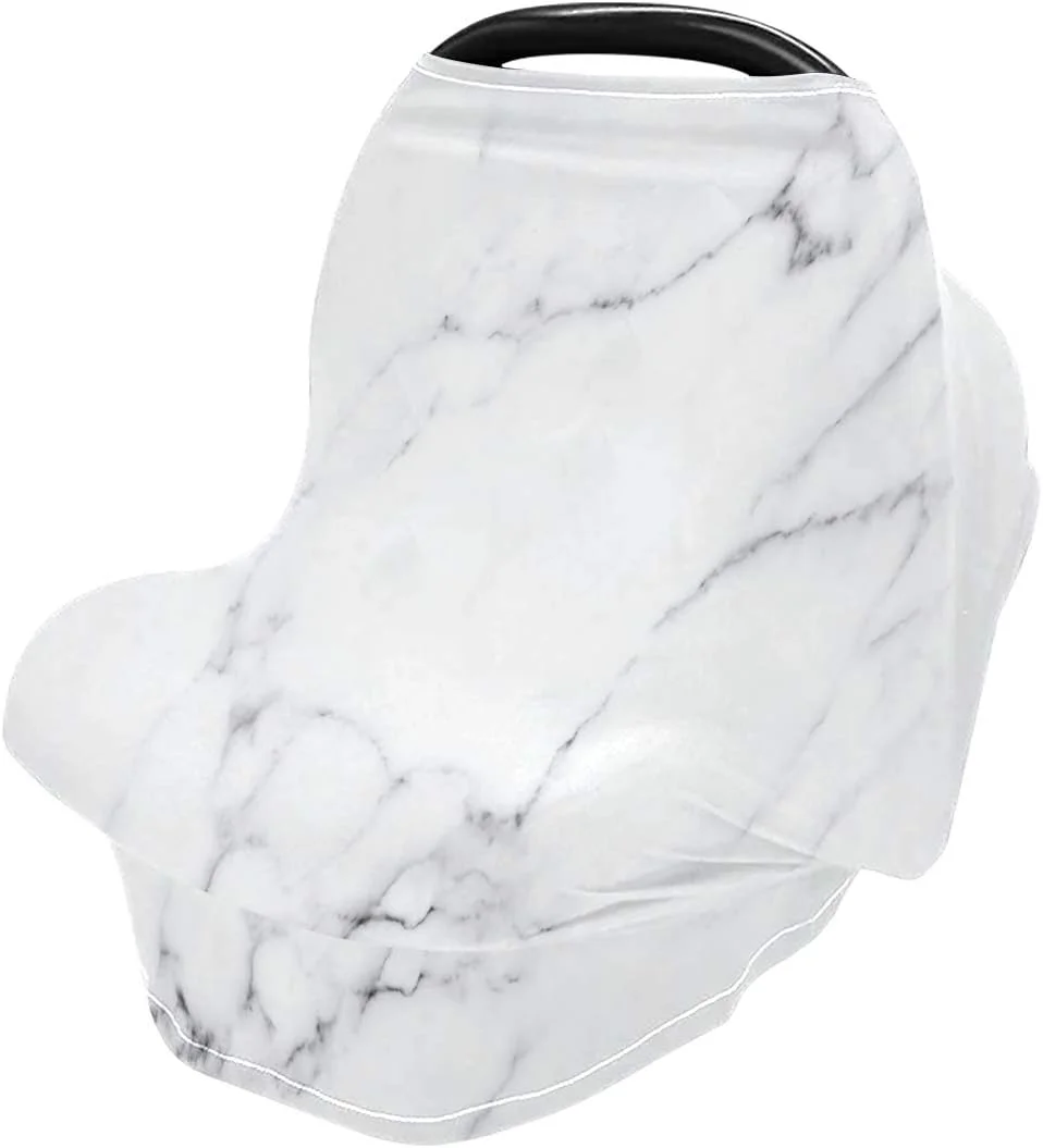 روکش صندلی ماشین کودک طرح مرمر سفید، روکش سایبان صندلی ماشین، شال شیردهی برای نوزادان، پوشش کشسان، روکش کالسکه نوزاد برای دختران و پسران