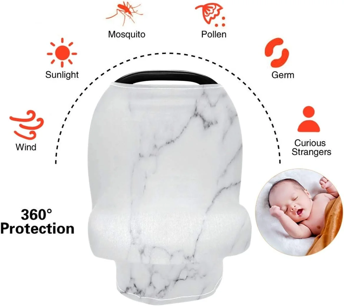 روکش صندلی ماشین کودک طرح مرمر سفید، روکش سایبان صندلی ماشین، شال شیردهی برای نوزادان، پوشش کشسان، روکش کالسکه نوزاد برای دختران و پسران روکش صندلی ماشین کودک طرح مرمر سفید، روکش سایبان صندلی ماشین، شال شیردهی برای نوزادان، پوشش کشسان، روکش کالسکه نوزاد برای دختران و پسران