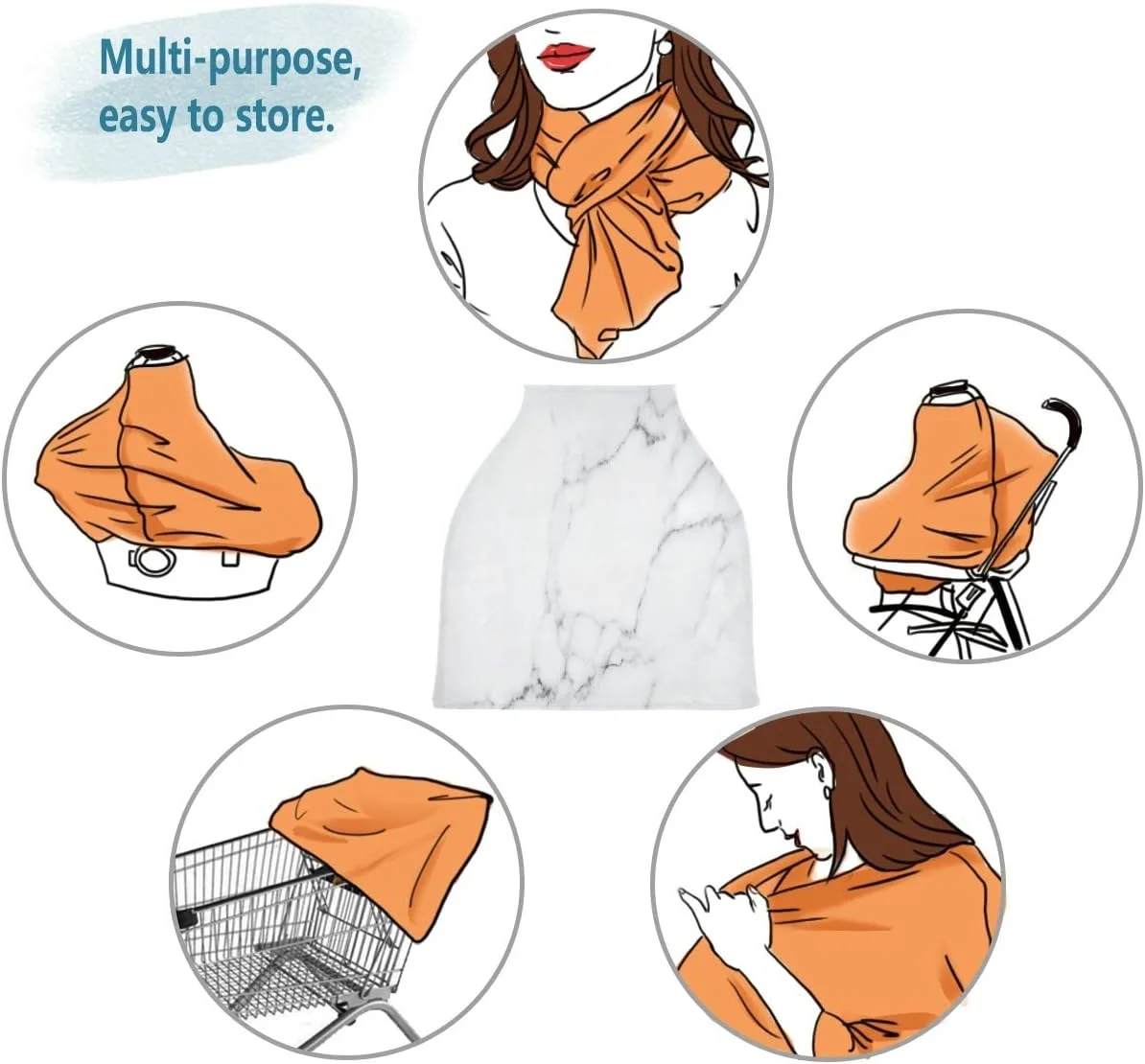 روکش صندلی ماشین کودک طرح مرمر سفید، روکش سایبان صندلی ماشین، شال شیردهی برای نوزادان، پوشش کشسان، روکش کالسکه نوزاد برای دختران و پسران روکش صندلی ماشین کودک طرح مرمر سفید، روکش سایبان صندلی ماشین، شال شیردهی برای نوزادان، پوشش کشسان، روکش کالسکه نوزاد برای دختران و پسران