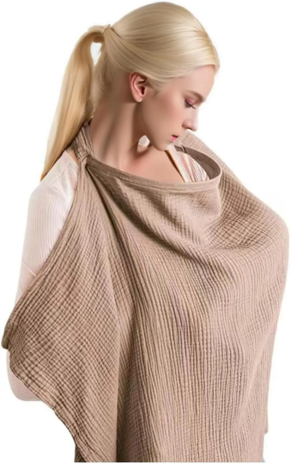 روپوش شیردهی، روپوش شیردهی پنبه ای نرم موسلین، سرهمی شیردهی با بند قابل تنظیم، شال شیردهی سبک وزن برای فضای باز (قهوه ای) روپوش شیردهی، روپوش شیردهی پنبه ای نرم موسلین، سرهمی شیردهی با بند قابل تنظیم، شال شیردهی سبک وزن برای فضای باز (قهوه ای)