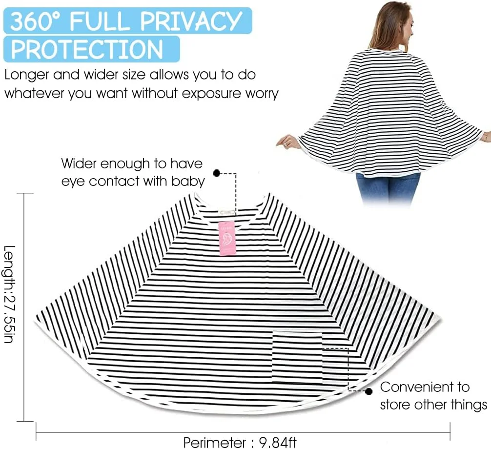 روپوش شیردهی مادر هانیا، 100% پنبه ای تنفسی، پیش بند شیردهی با حلقه سفت، پوشش کامل 360 درجه، قابل تنظیم برای مادر و نوزاد، طرح راه راه، چند منظوره روپوش شیردهی مادر هانیا، 100% پنبه ای تنفسی، پیش بند شیردهی با حلقه سفت، پوشش کامل 360 درجه، قابل تنظیم برای مادر و نوزاد، طرح راه راه، چند منظوره