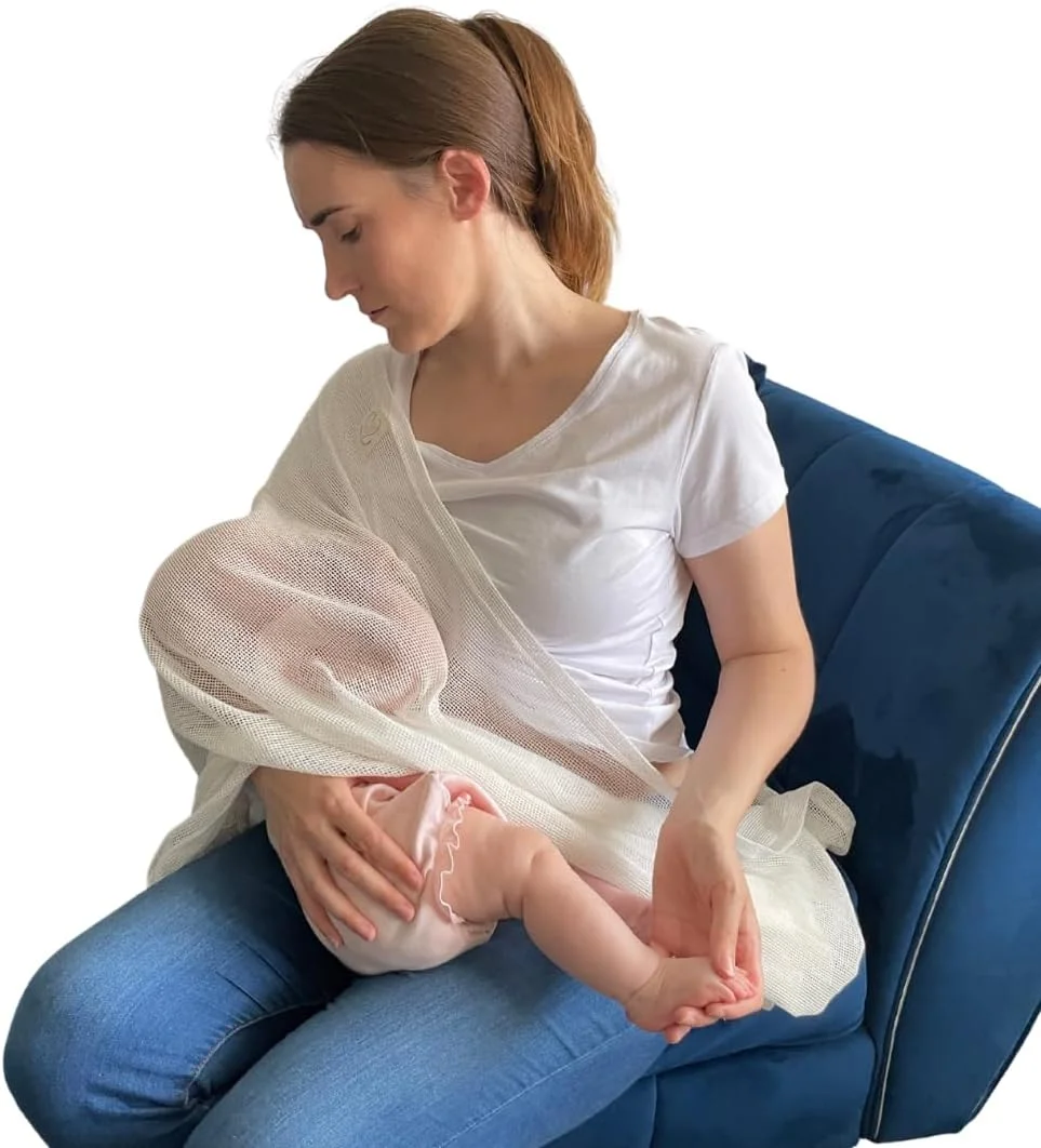شال و پوشش شیردهی Breast Intentions، پوشش شیردهی پنبه ارگانیک، پوشش شیردهی نرم و تنفسی، محتاطانه و نه پنهان، رنگ طبیعی