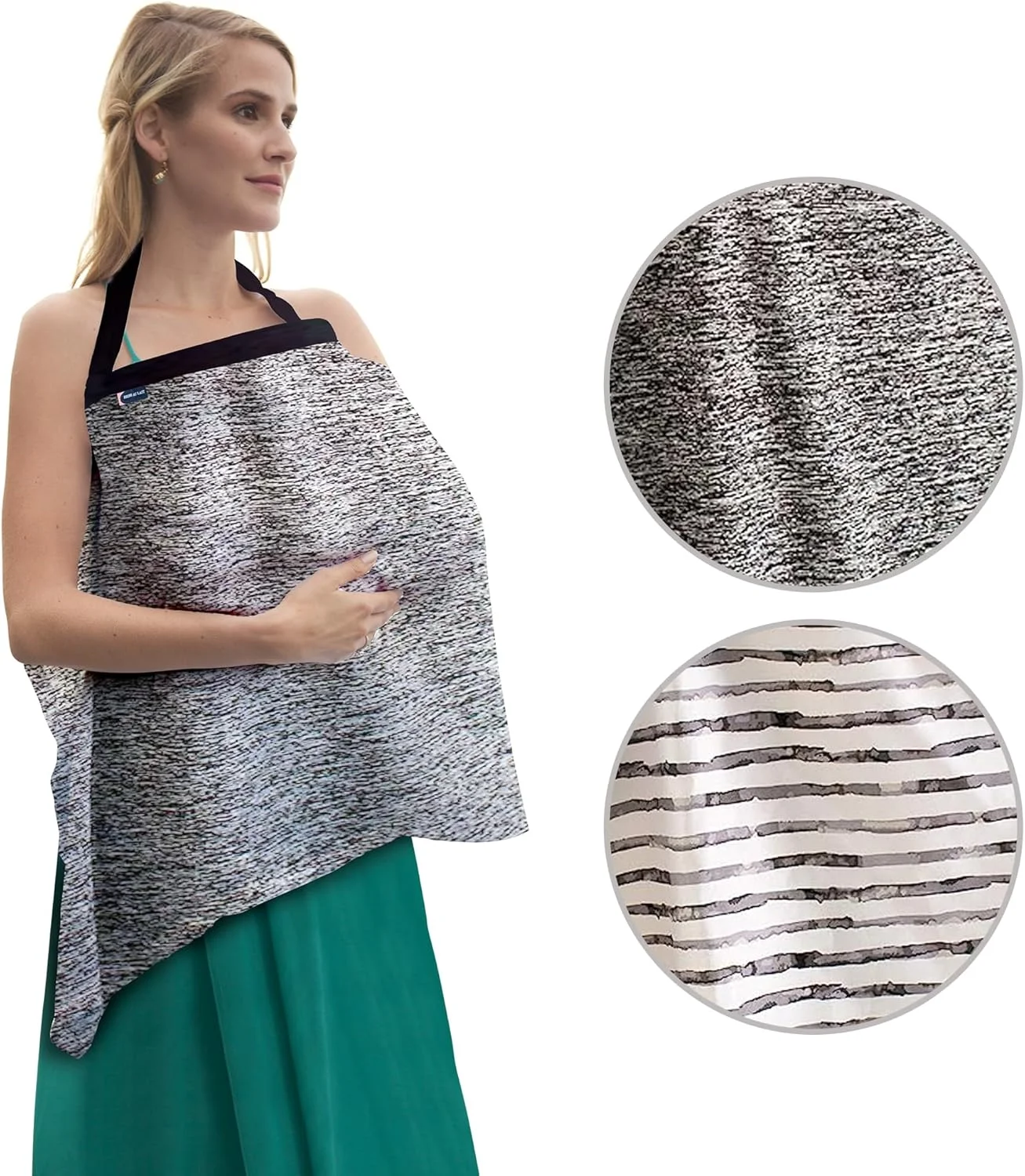 پیش بند شیردهی زیپ دار Bebe au Lait مدل Grey & Stripes (بسته 2 عددی)