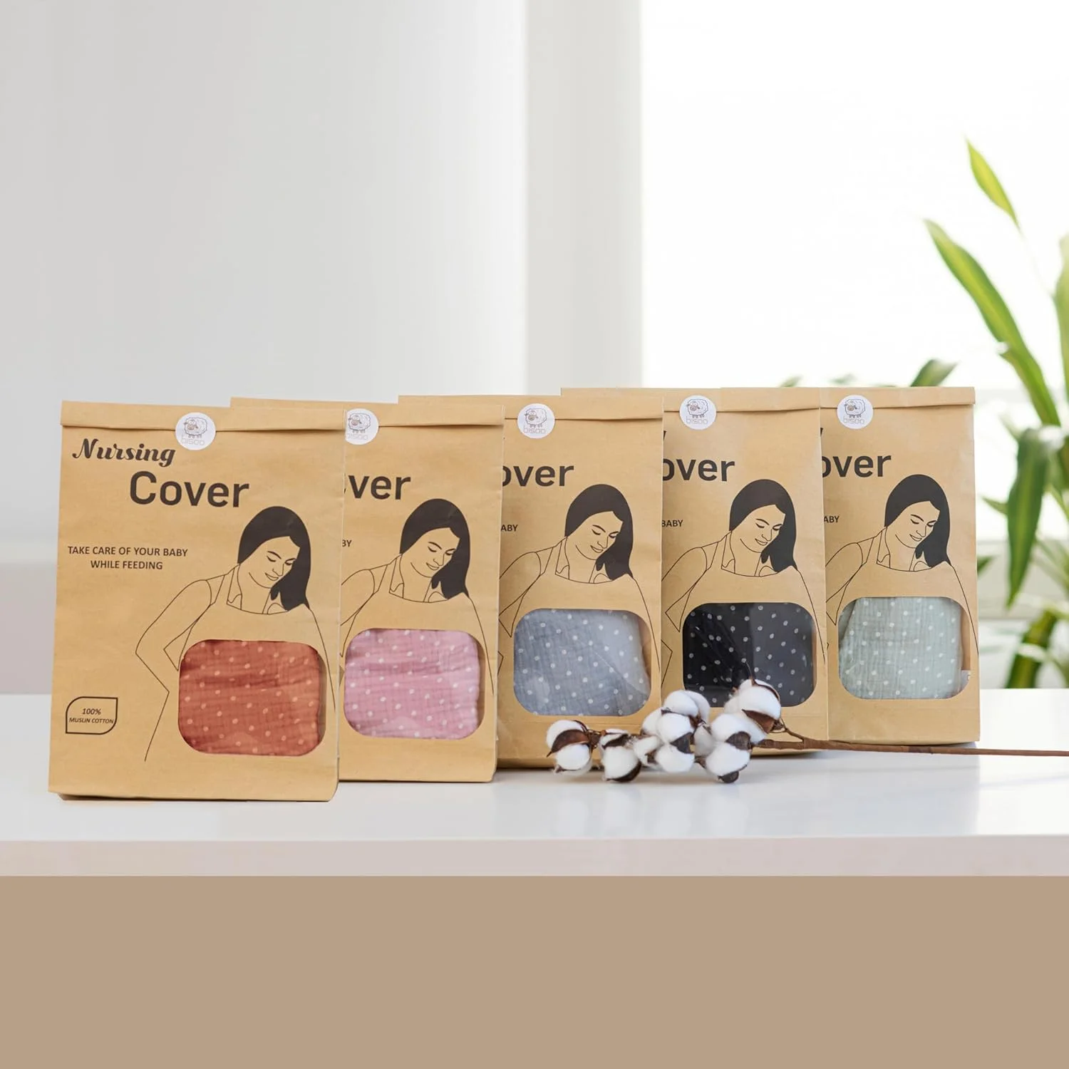 Bisoo Nursing Cover - Adjustable 100% Muslin for a Breathable Privacy While Breastfeeding Your Newborn - Bag Included (Mocha) Bisoo Nursing Cover - Adjustable 100% Muslin for a Breathable Privacy While Breastfeeding Your Newborn - Bag Included (Mocha)